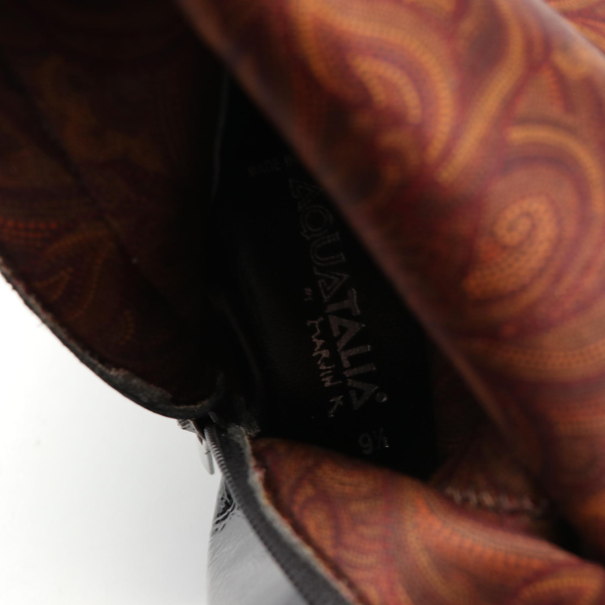 Michael Kors Brown Leather and Aquatalia Black Patent Leather Knee-High Boots