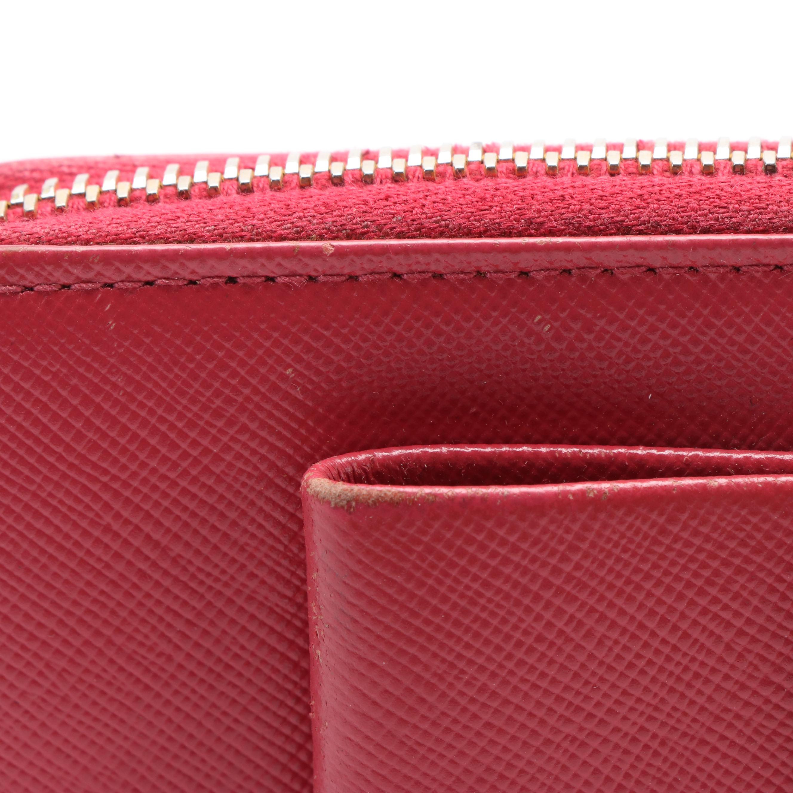 Prada Pink Bow Saffiano Leather Zip-Around Wallet