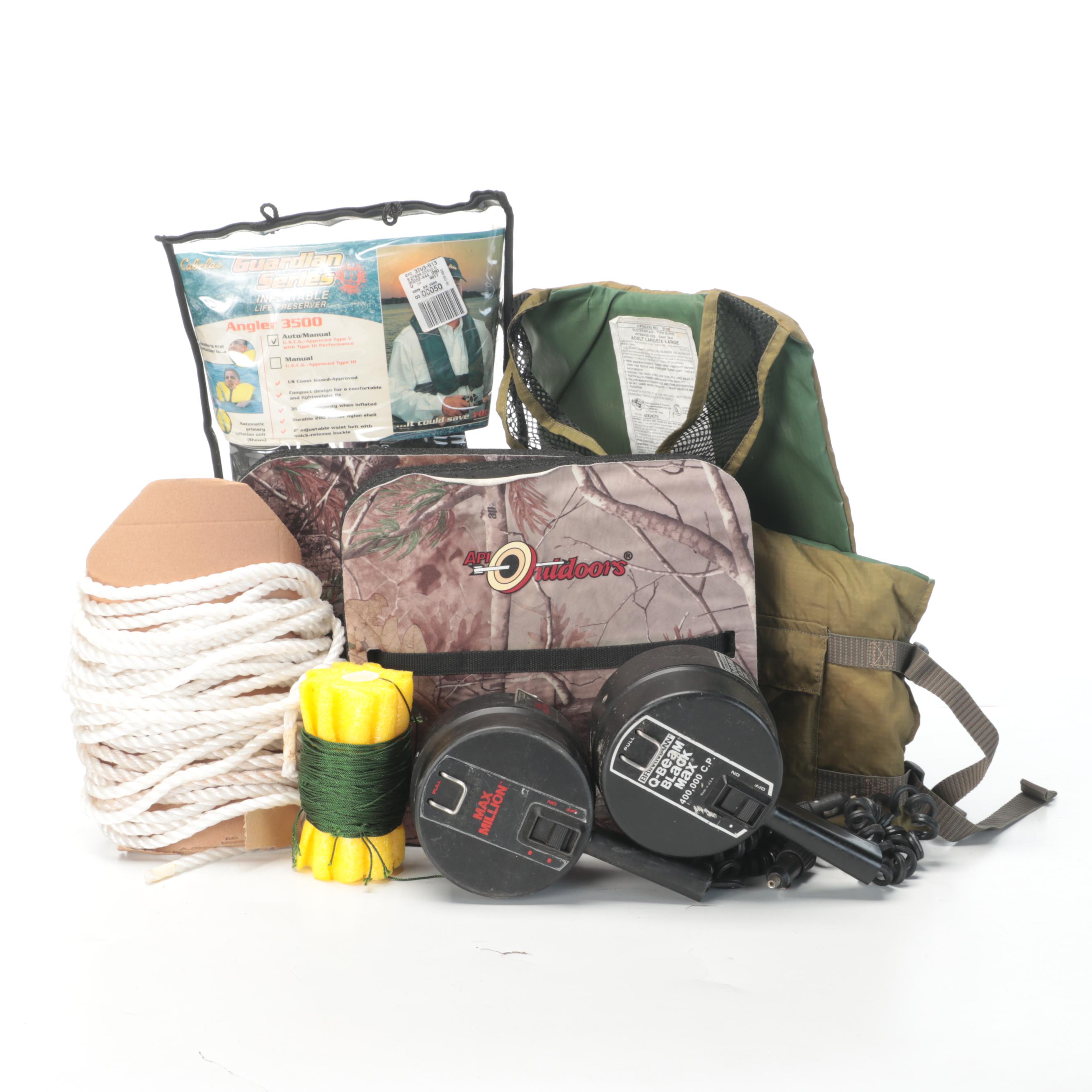 Cabela's and Other Flotation Devices, Brinkman Spot Lights, Nylon Rope