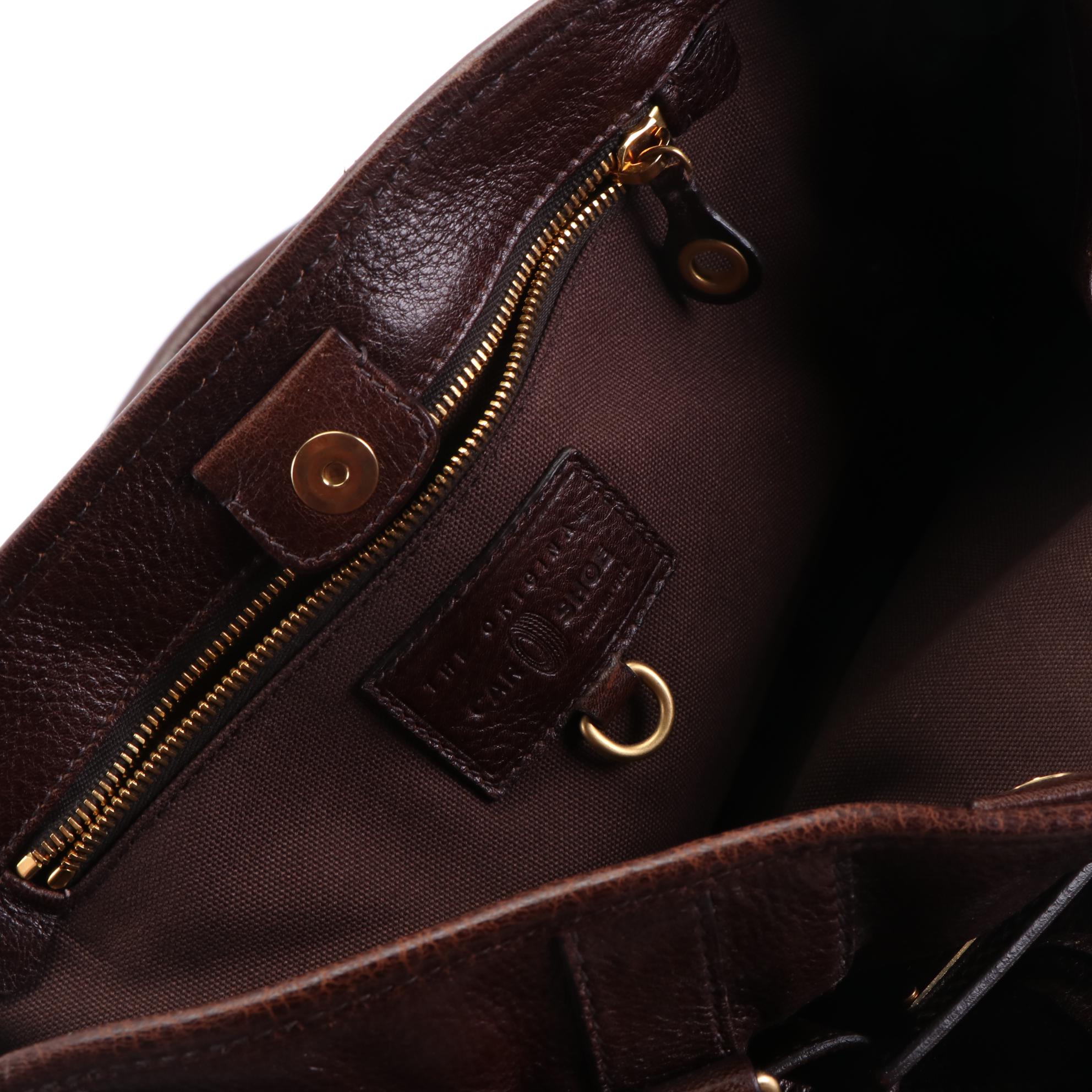 The Original Car Shoe Brown Grain Leather Weekender Bag with Tassel