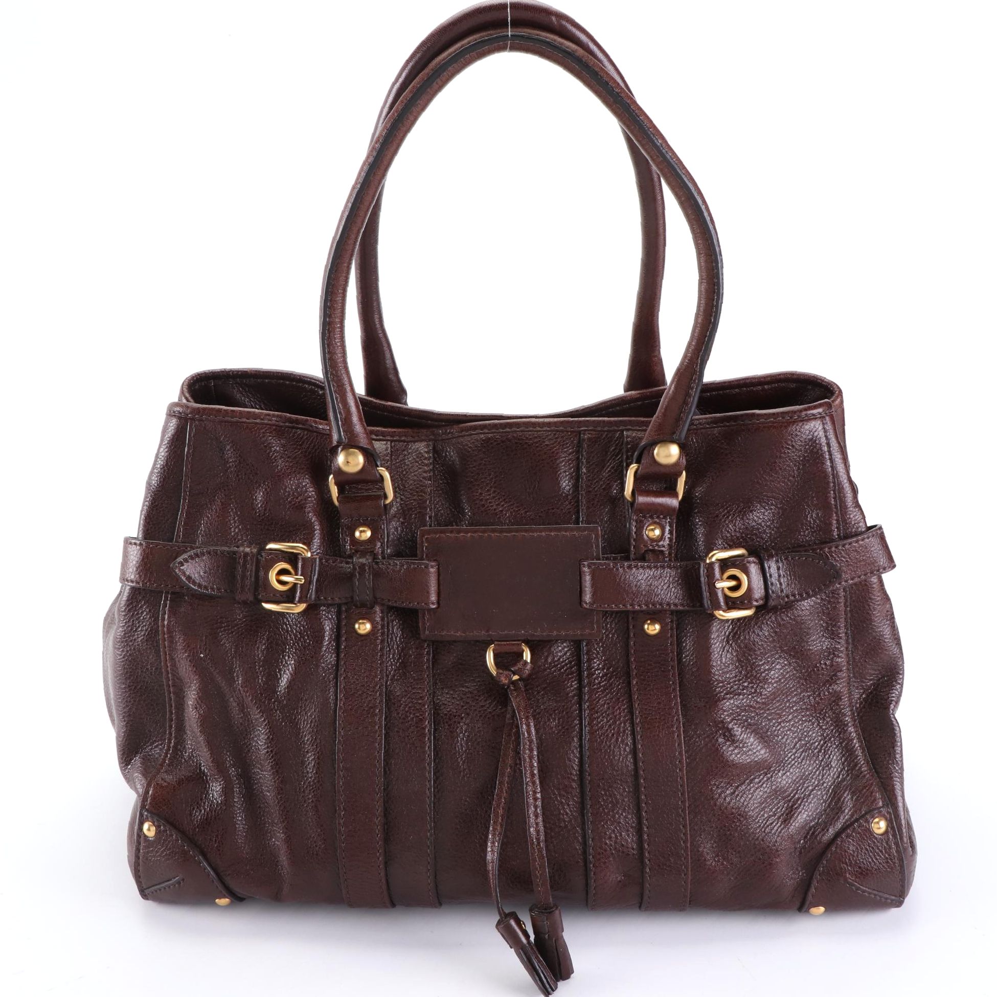 The Original Car Shoe Brown Grain Leather Weekender Bag with Tassel