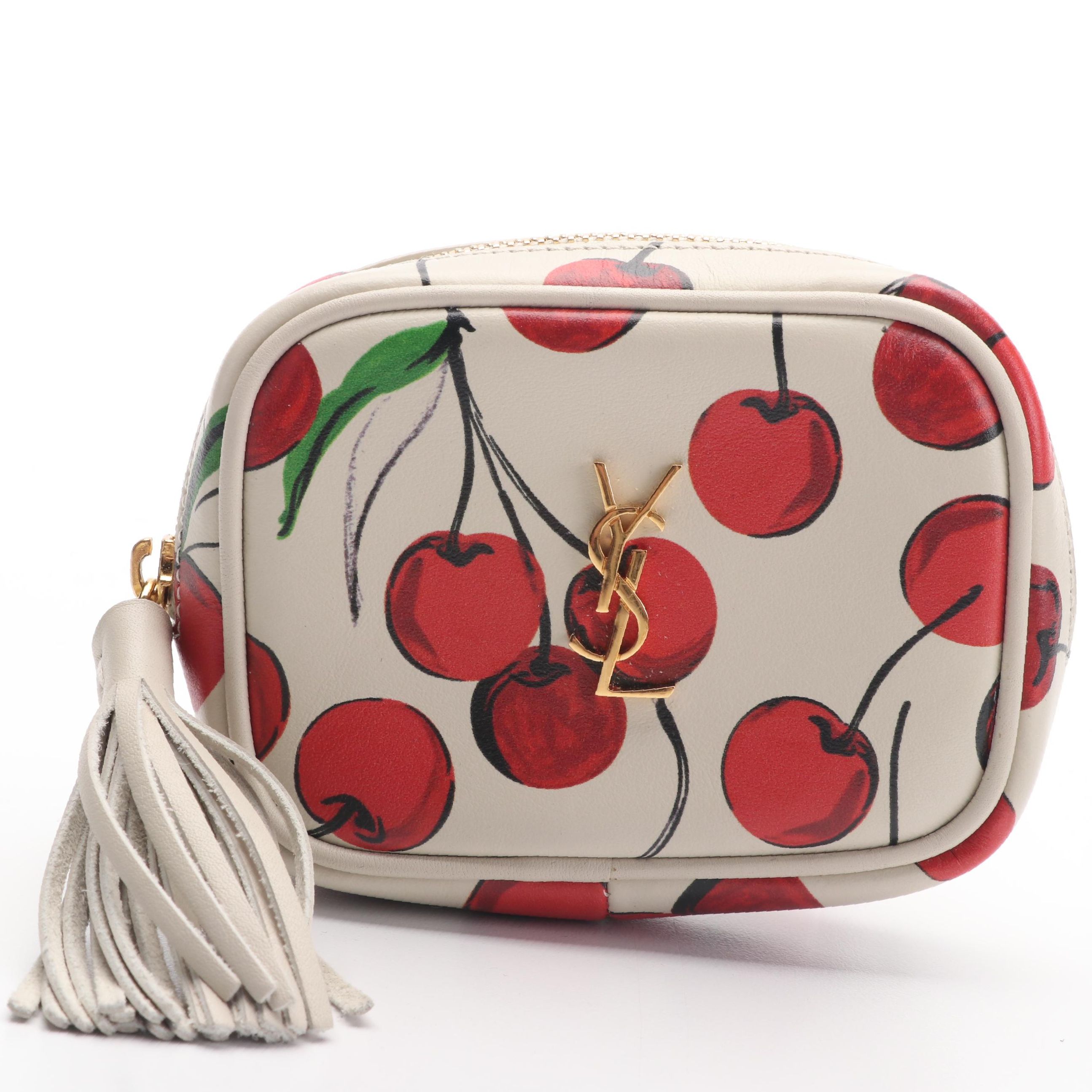 Saint Laurent Cherry Print Monogram Baby Lou Camera Bag