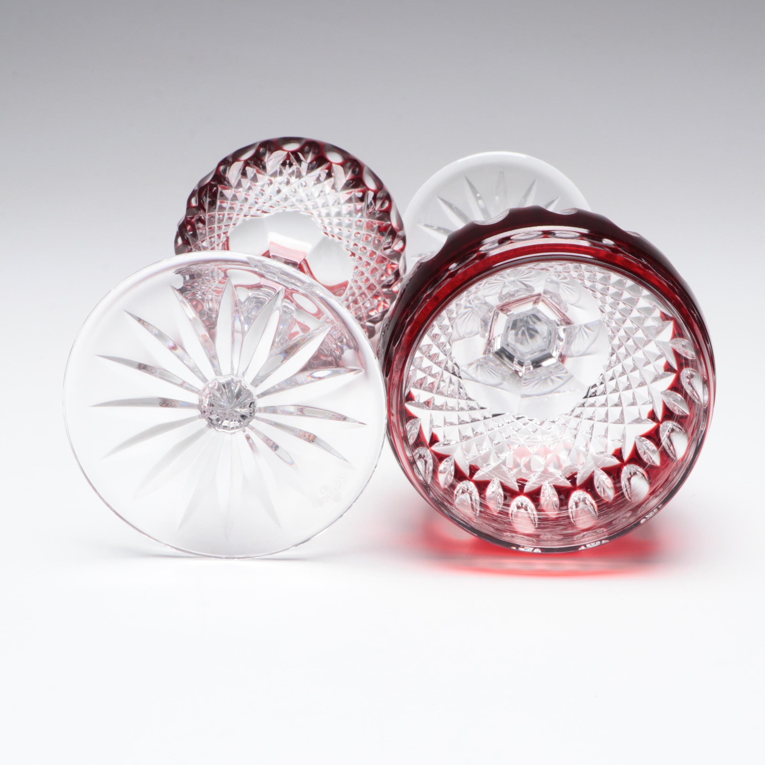 Waterford Crystal Ruby Cut to Clear Clarendon Hock Wine Glasses