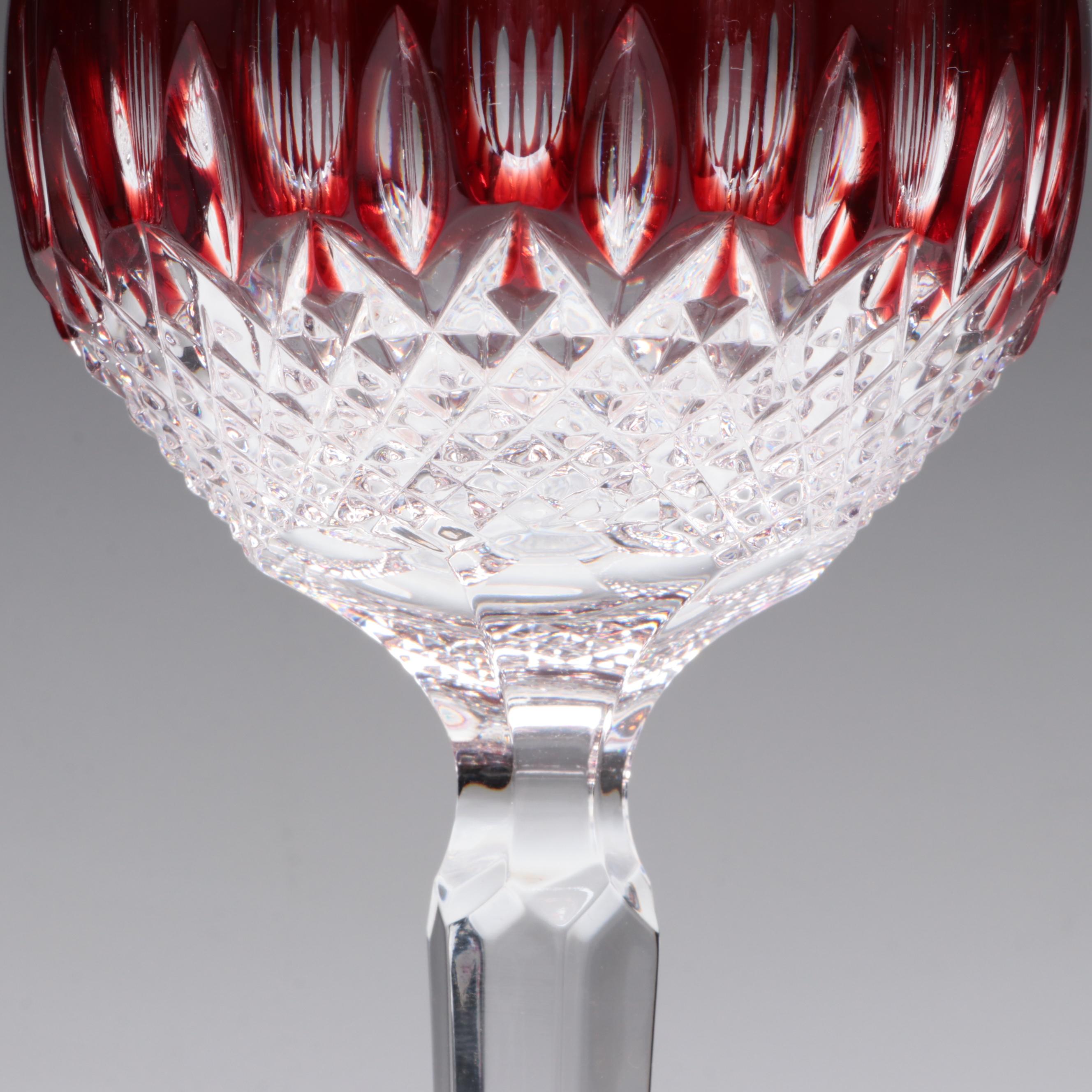 Waterford Crystal Ruby Cut to Clear Clarendon Hock Wine Glasses
