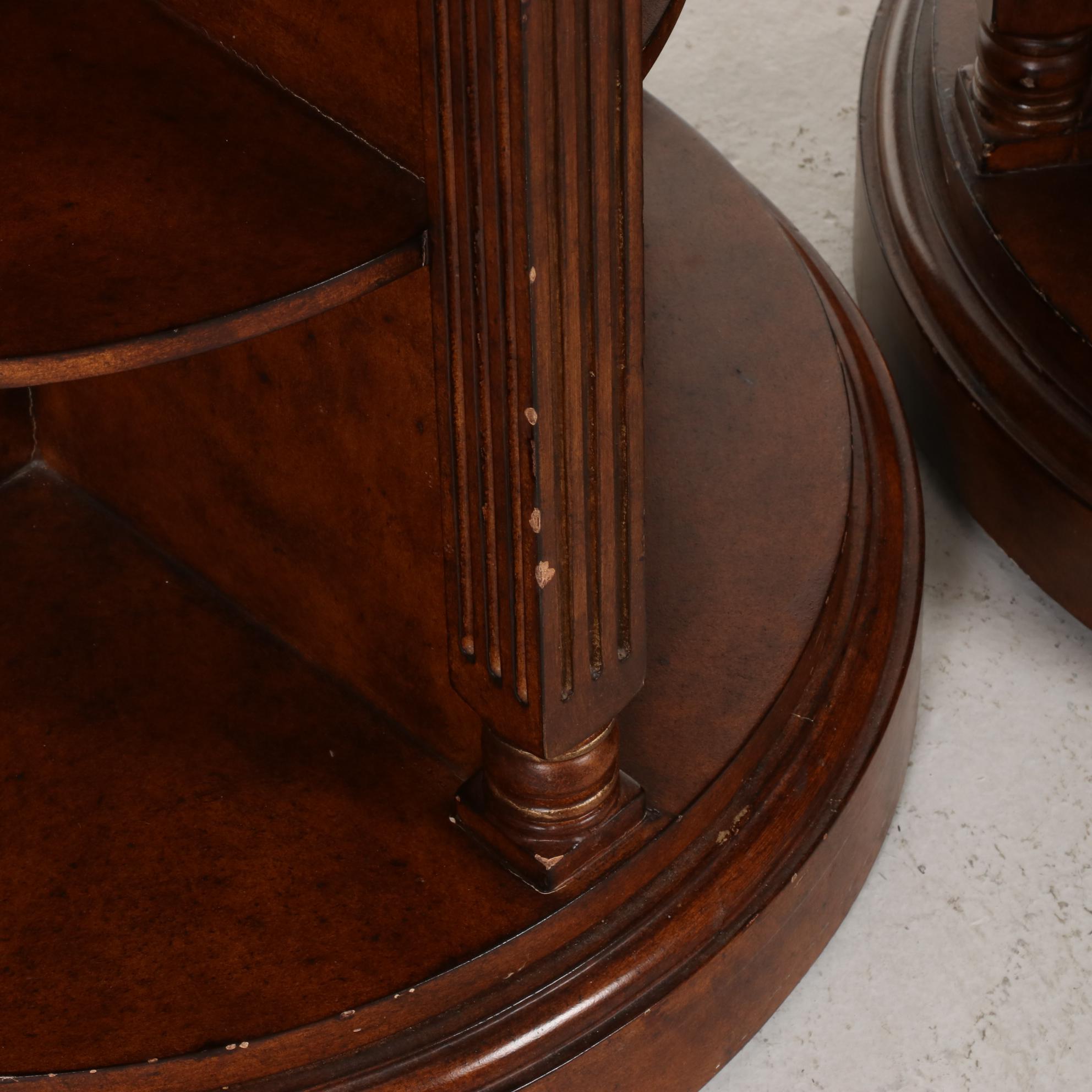 Pair of Rotating Round Bookshelf Side Tables, 21st Century