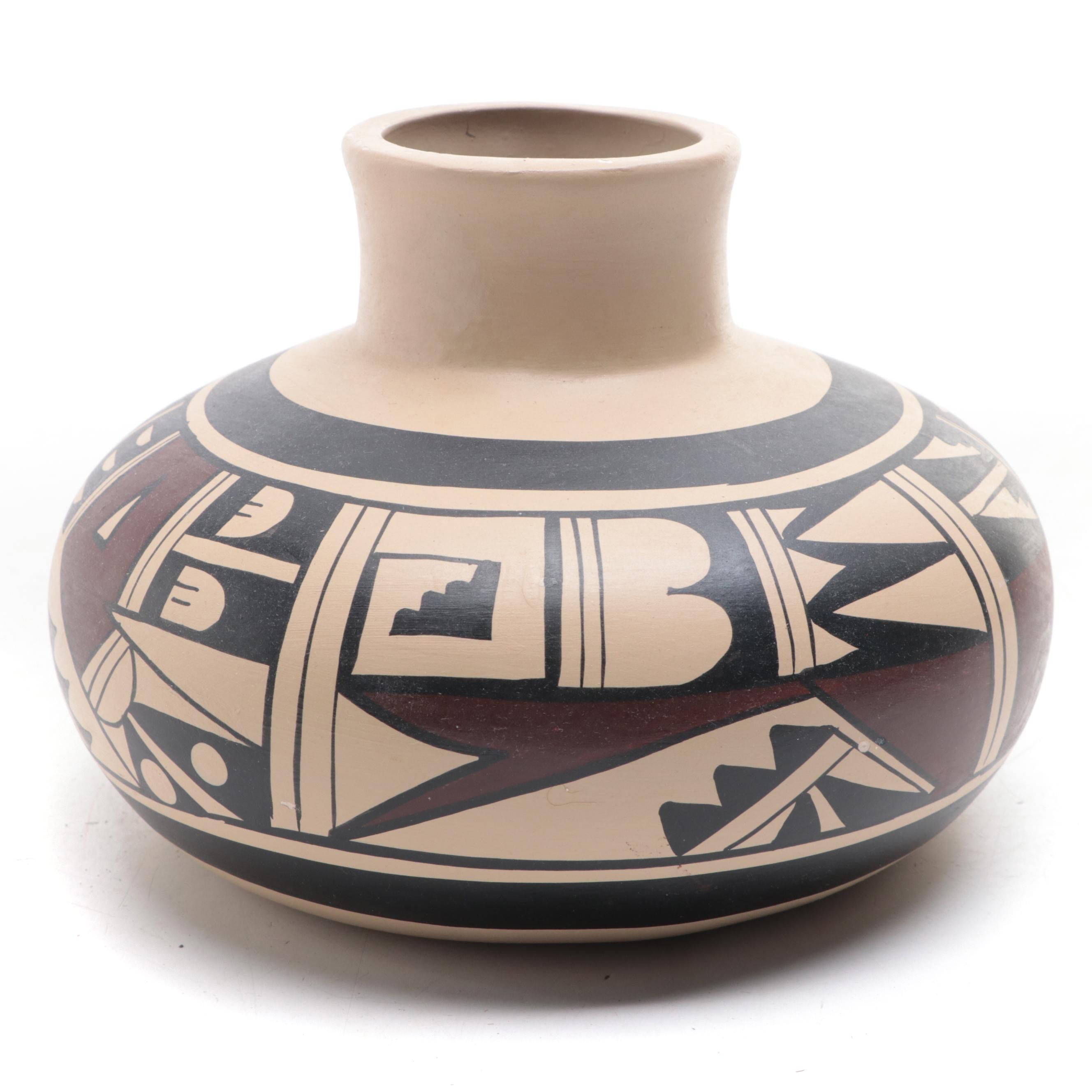 Native American Style Handmade and Signed Earthenware Vessel
