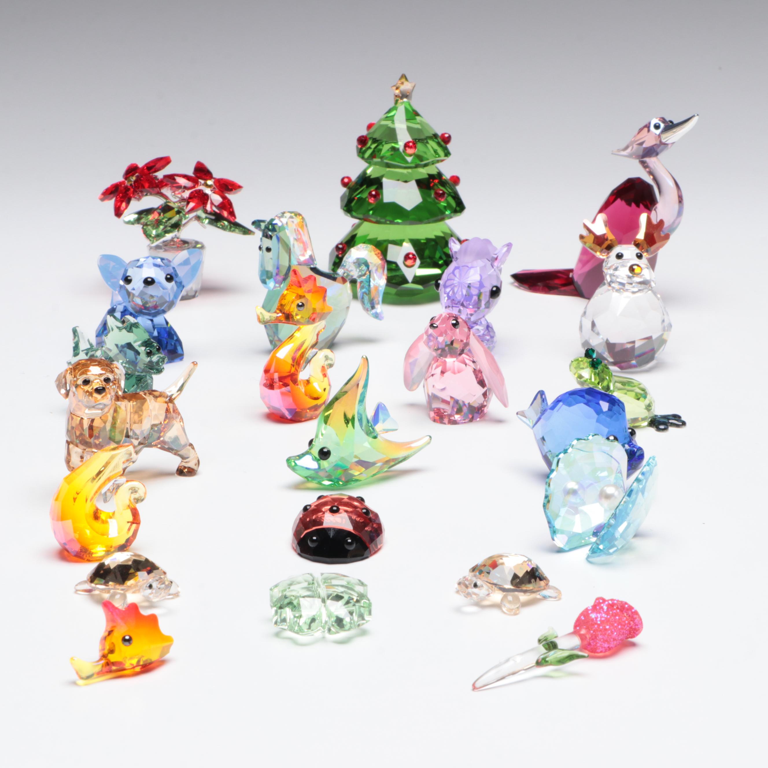 Swarovski and Other Colored Crystal  Figurines