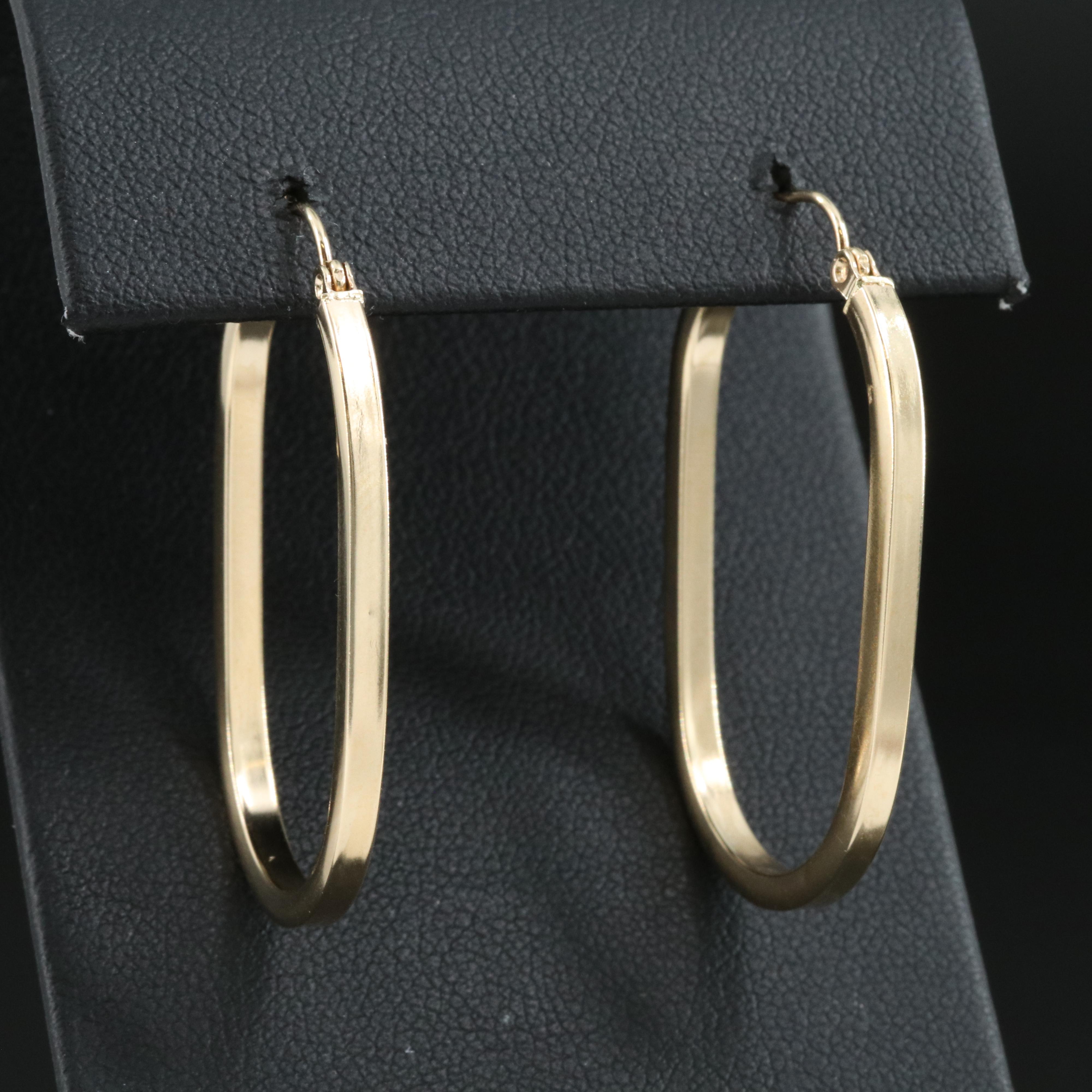 10K Elongated Hoop Earrings