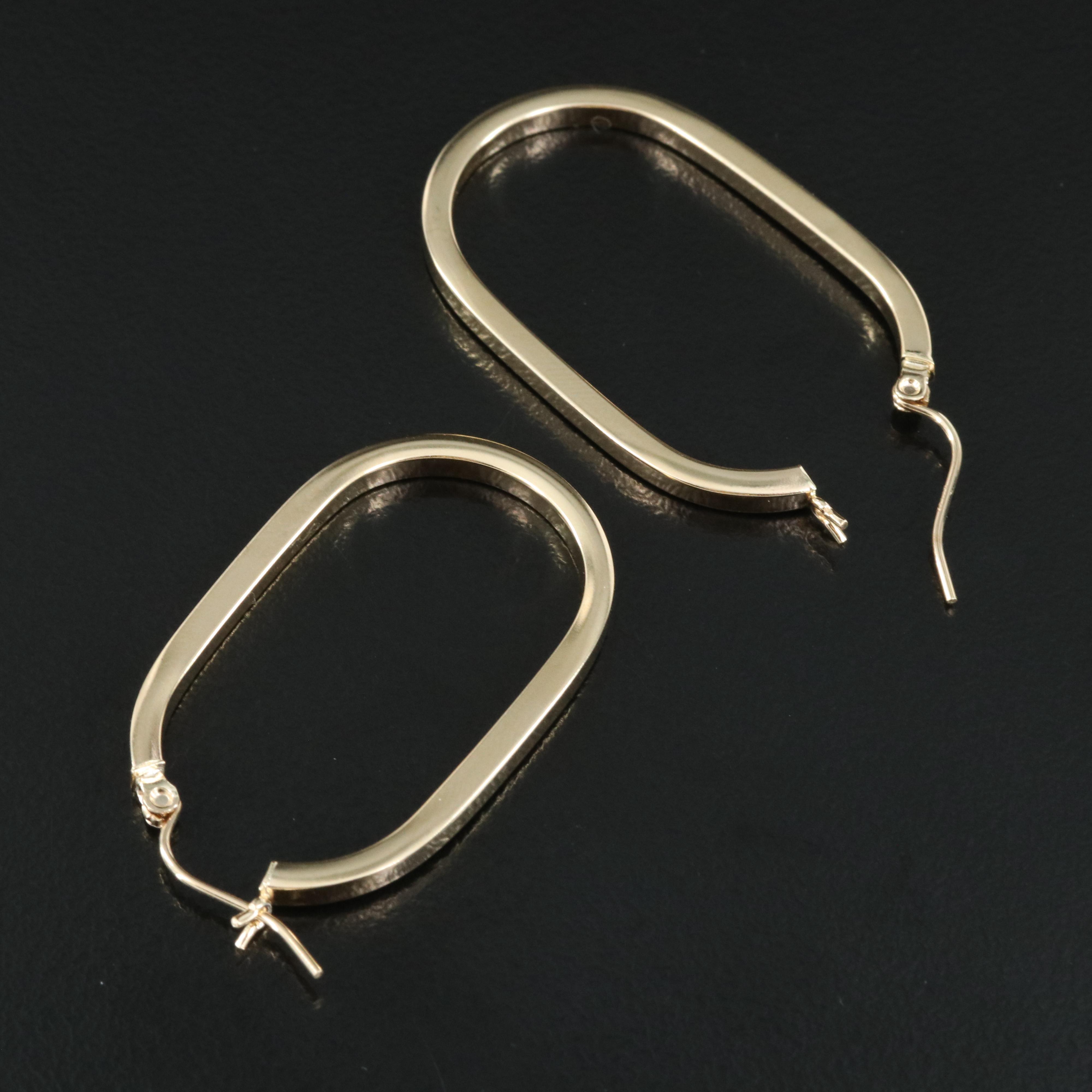 10K Elongated Hoop Earrings