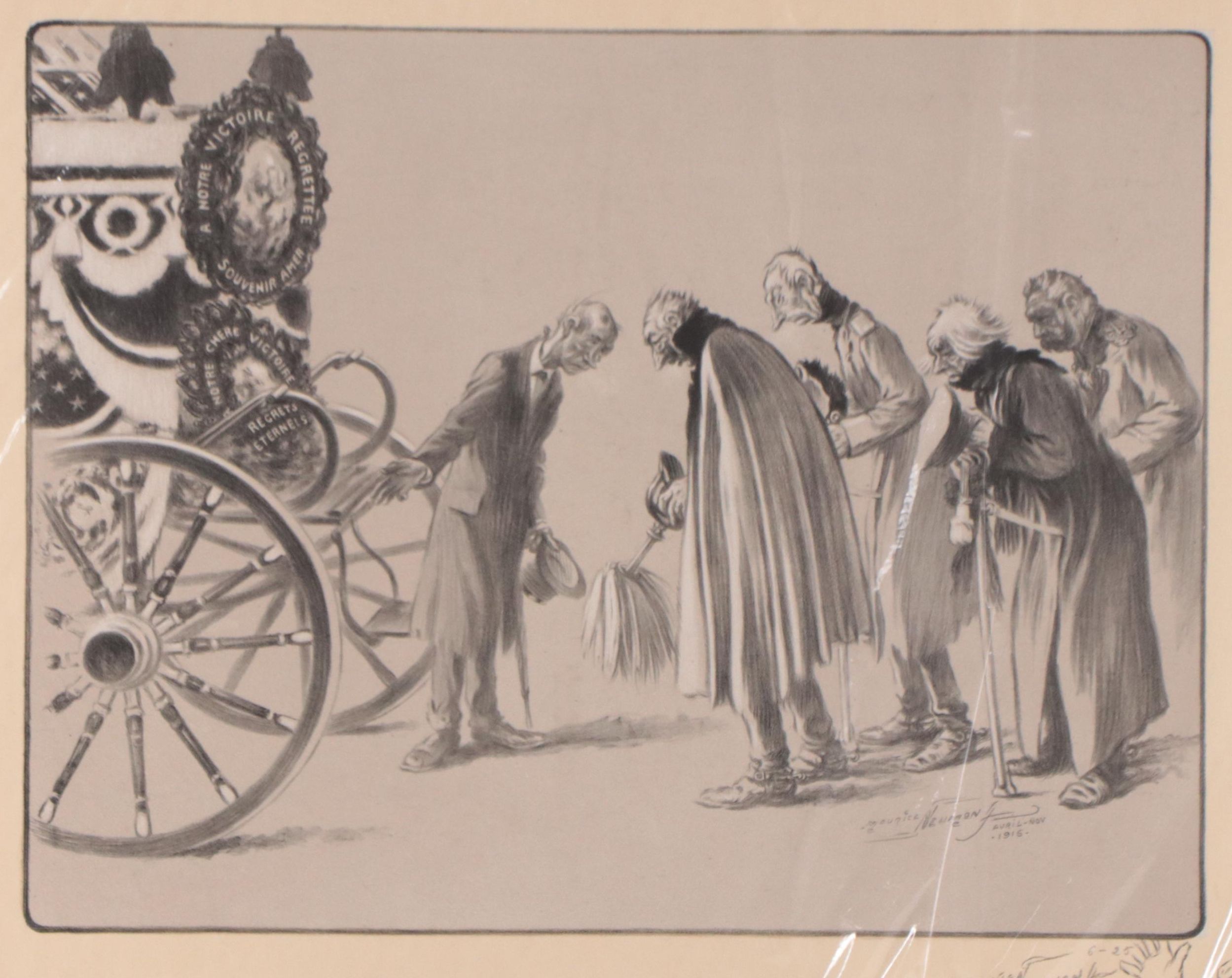 Maurice Neumont World War I Lithograph with Remarque Sketch, 1916