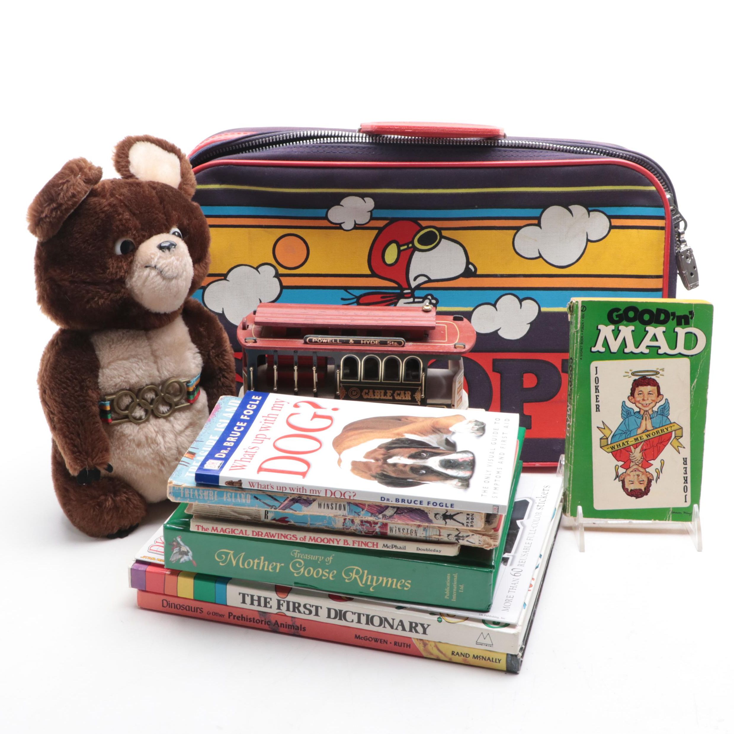 Snoopy Child's Suitcase, Railway Car Music Box Toy, and More