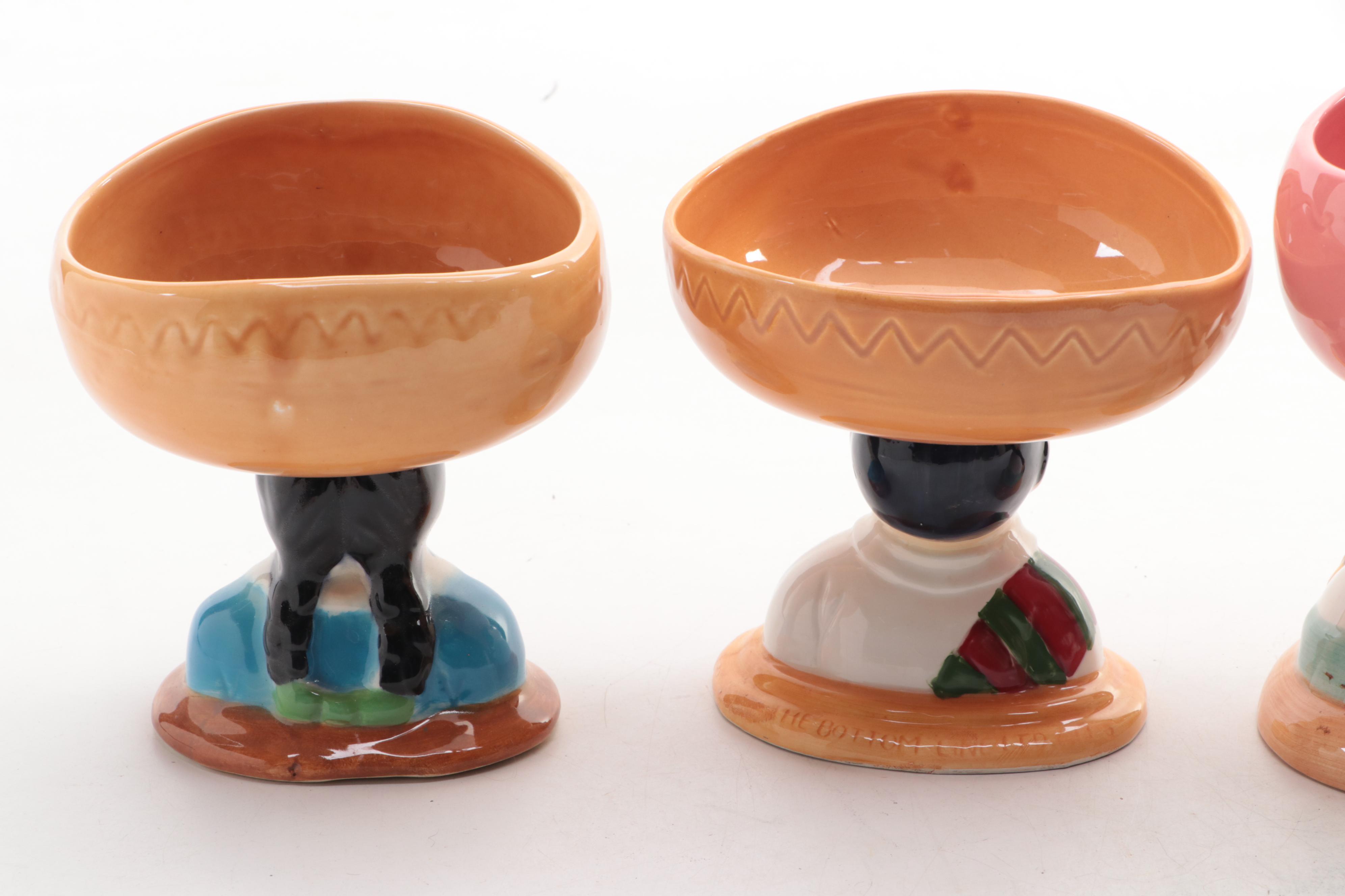 Macayo Ceramic Salsa Bowls with Plastic Leaf Plates