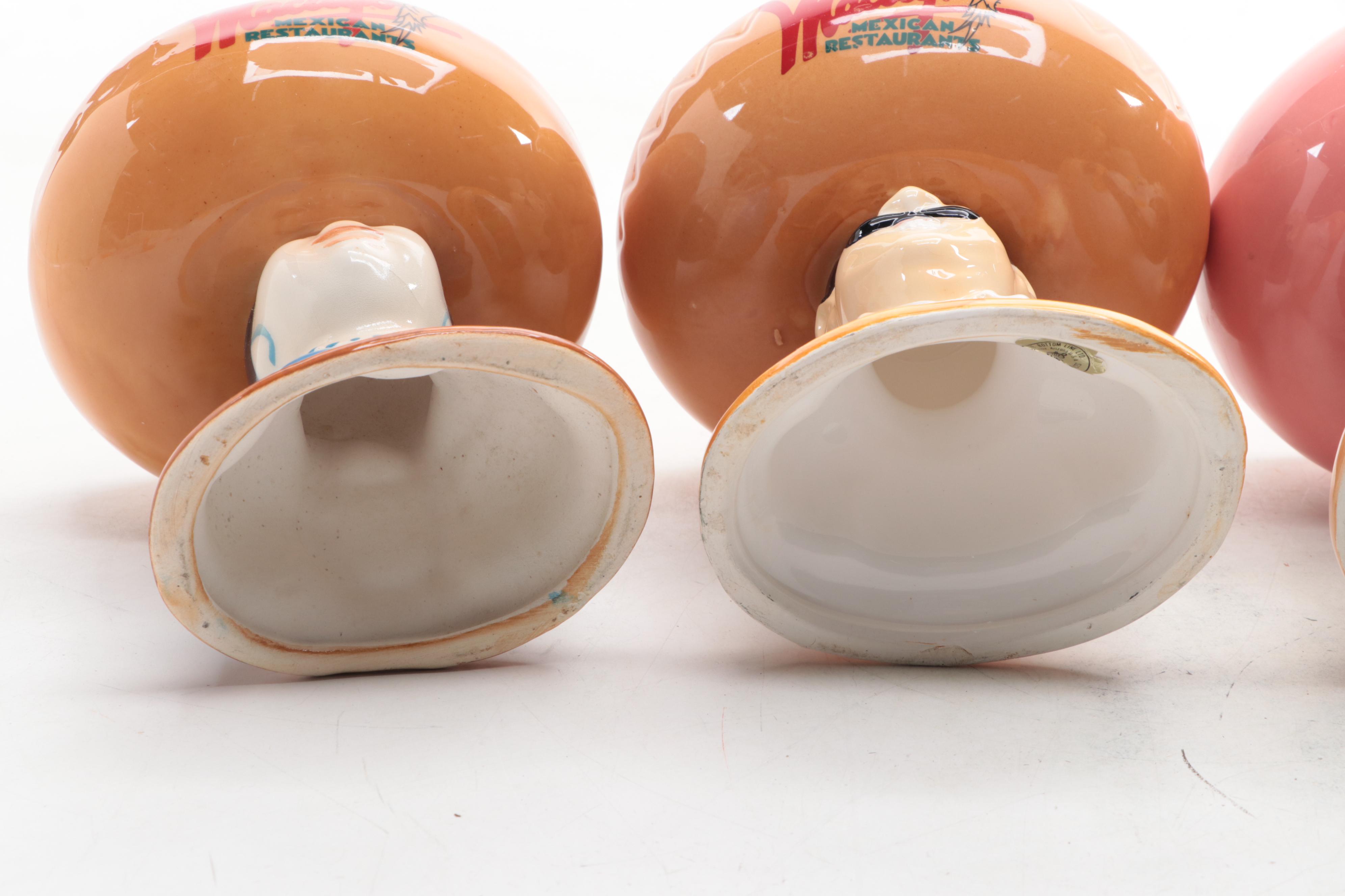 Macayo Ceramic Salsa Bowls with Plastic Leaf Plates