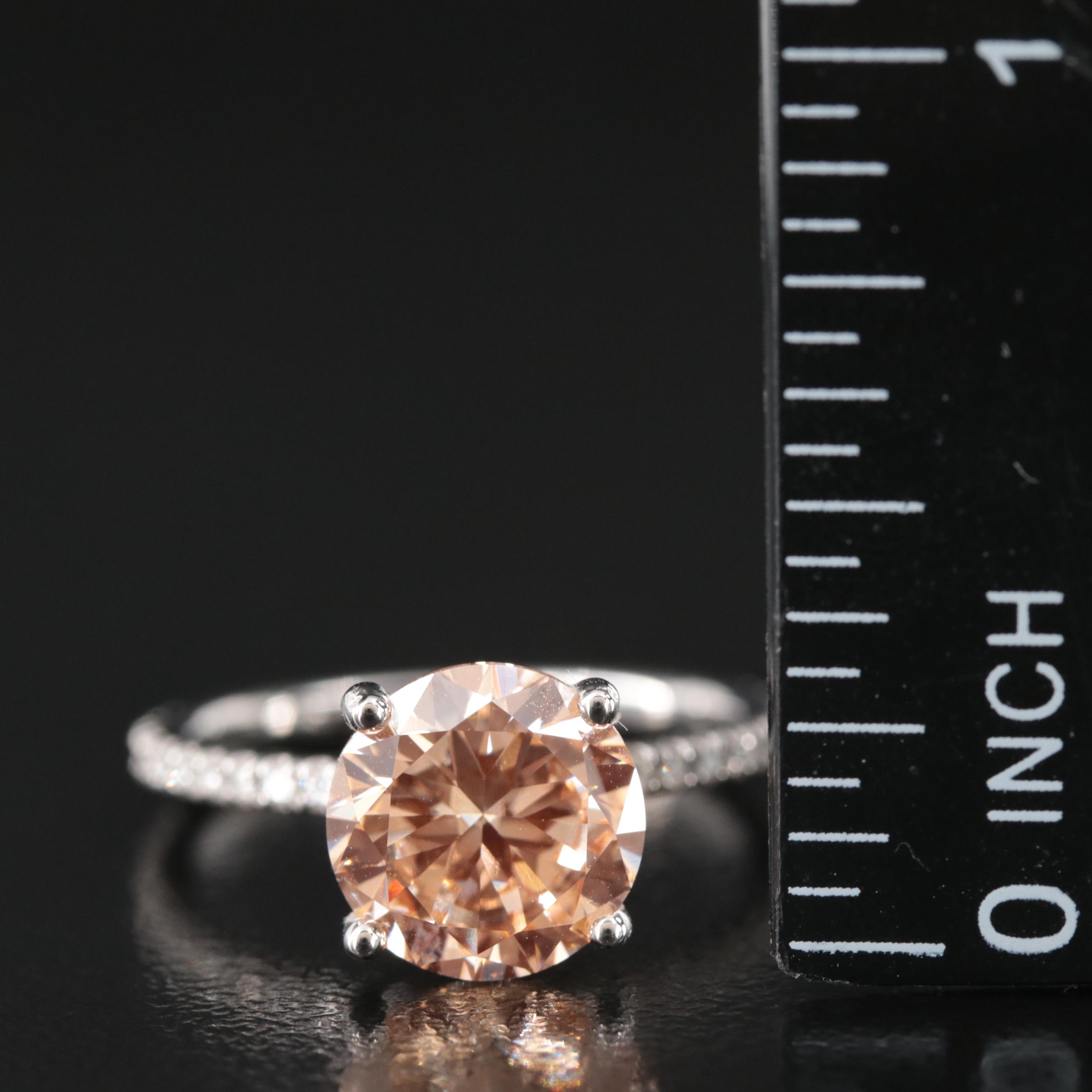 14K 3.15 CTW Fancy Pinkish Orange Diamond Ring