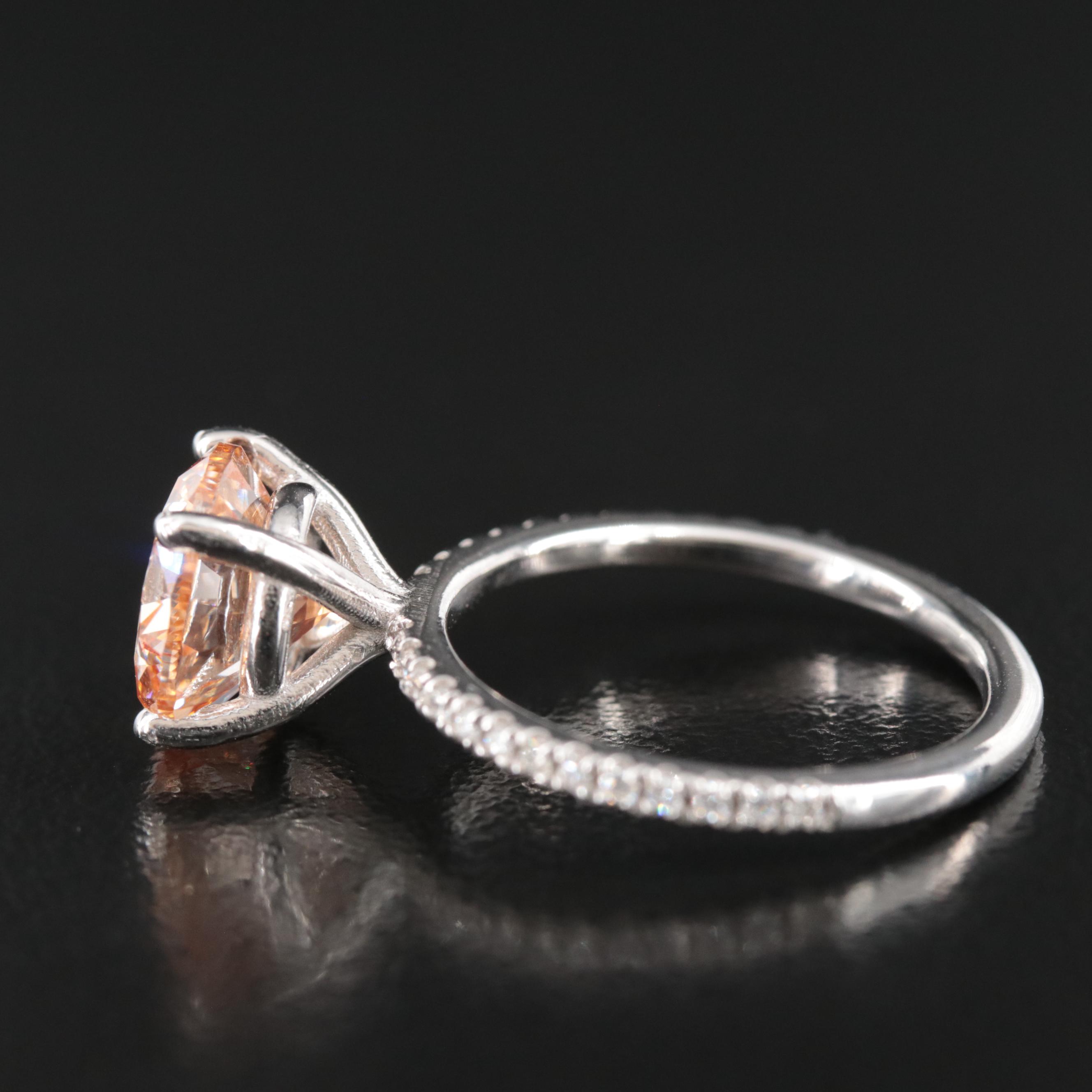 14K 3.15 CTW Fancy Pinkish Orange Diamond Ring