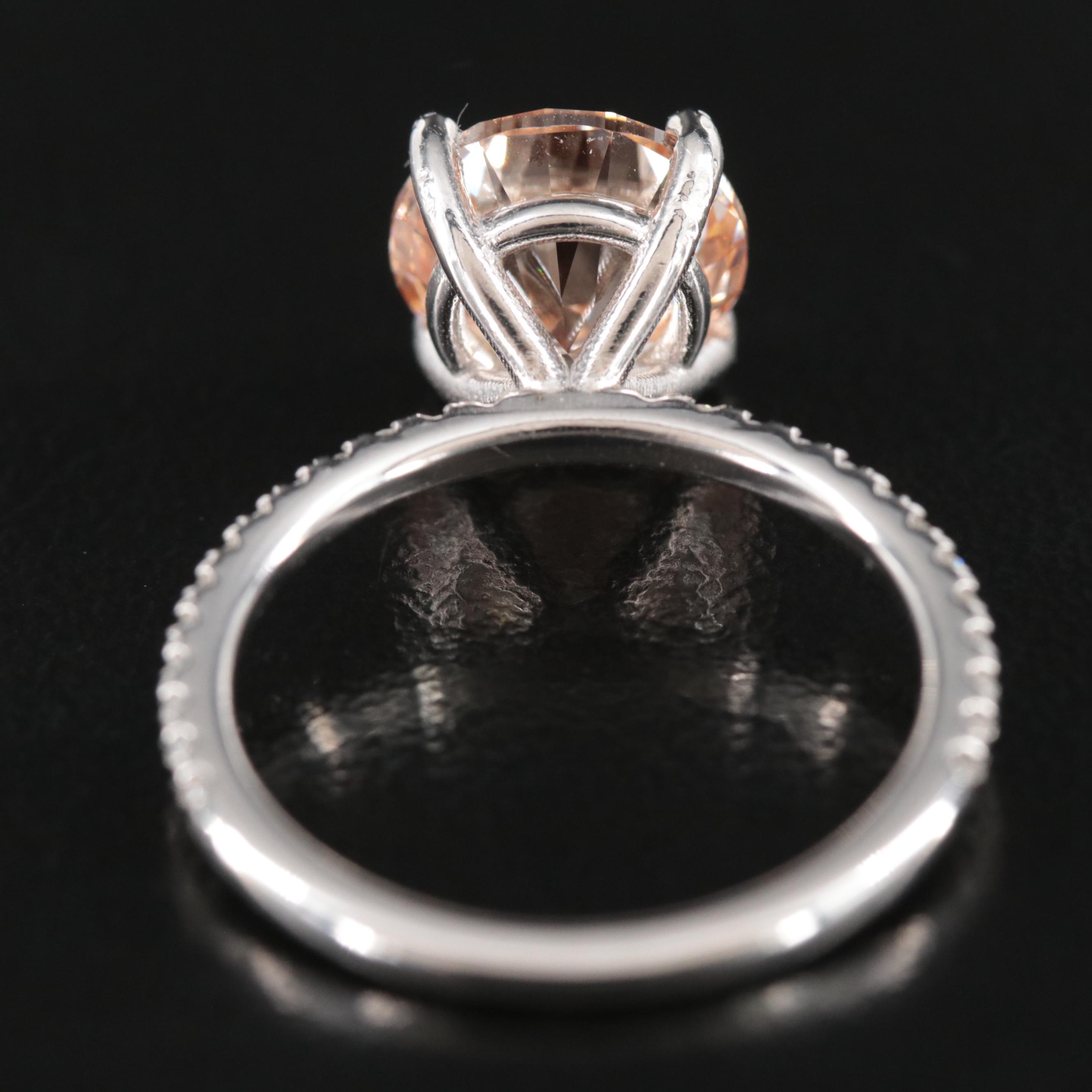 14K 3.15 CTW Fancy Pinkish Orange Diamond Ring