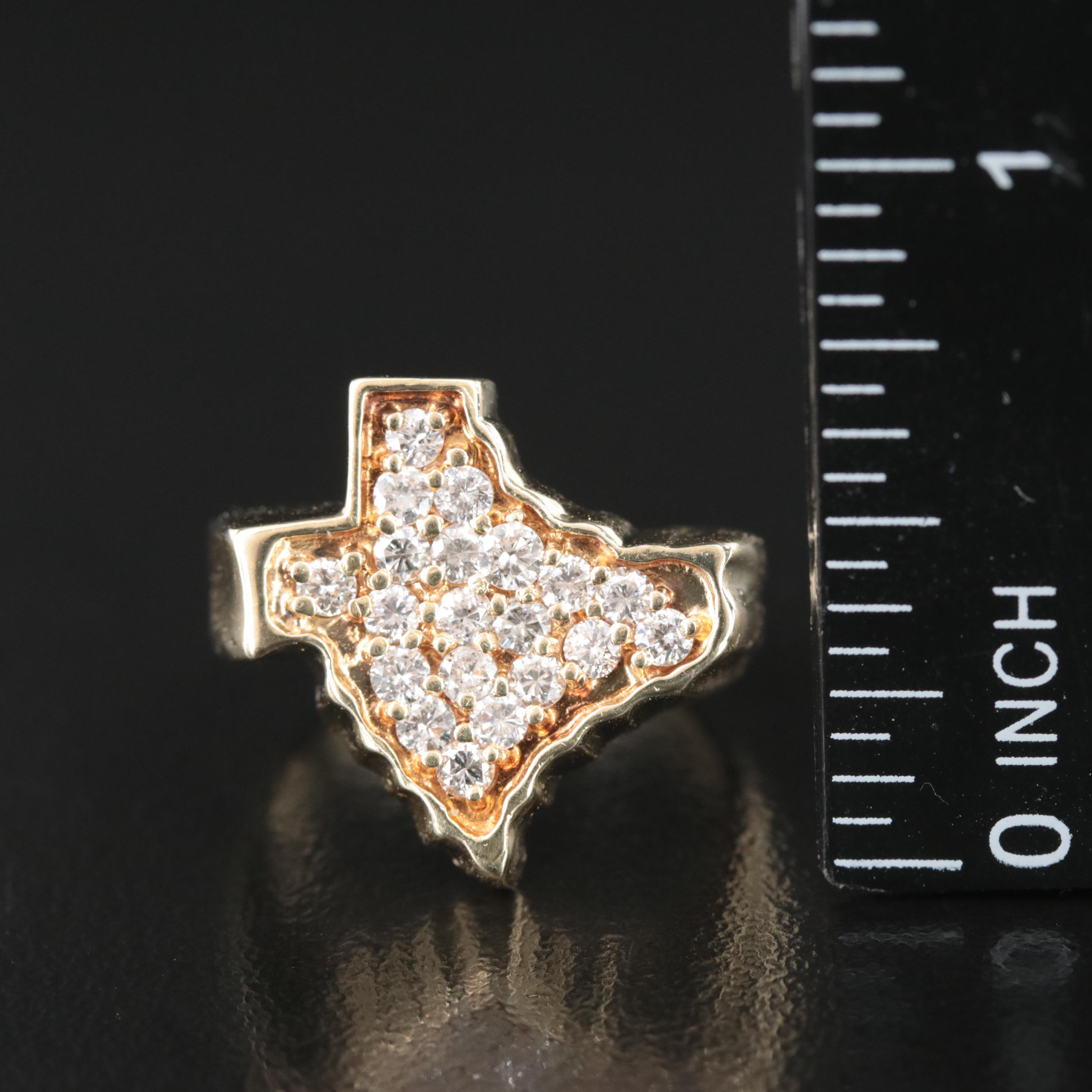 14K 0.65 CTW Diamond State of Texas Ring