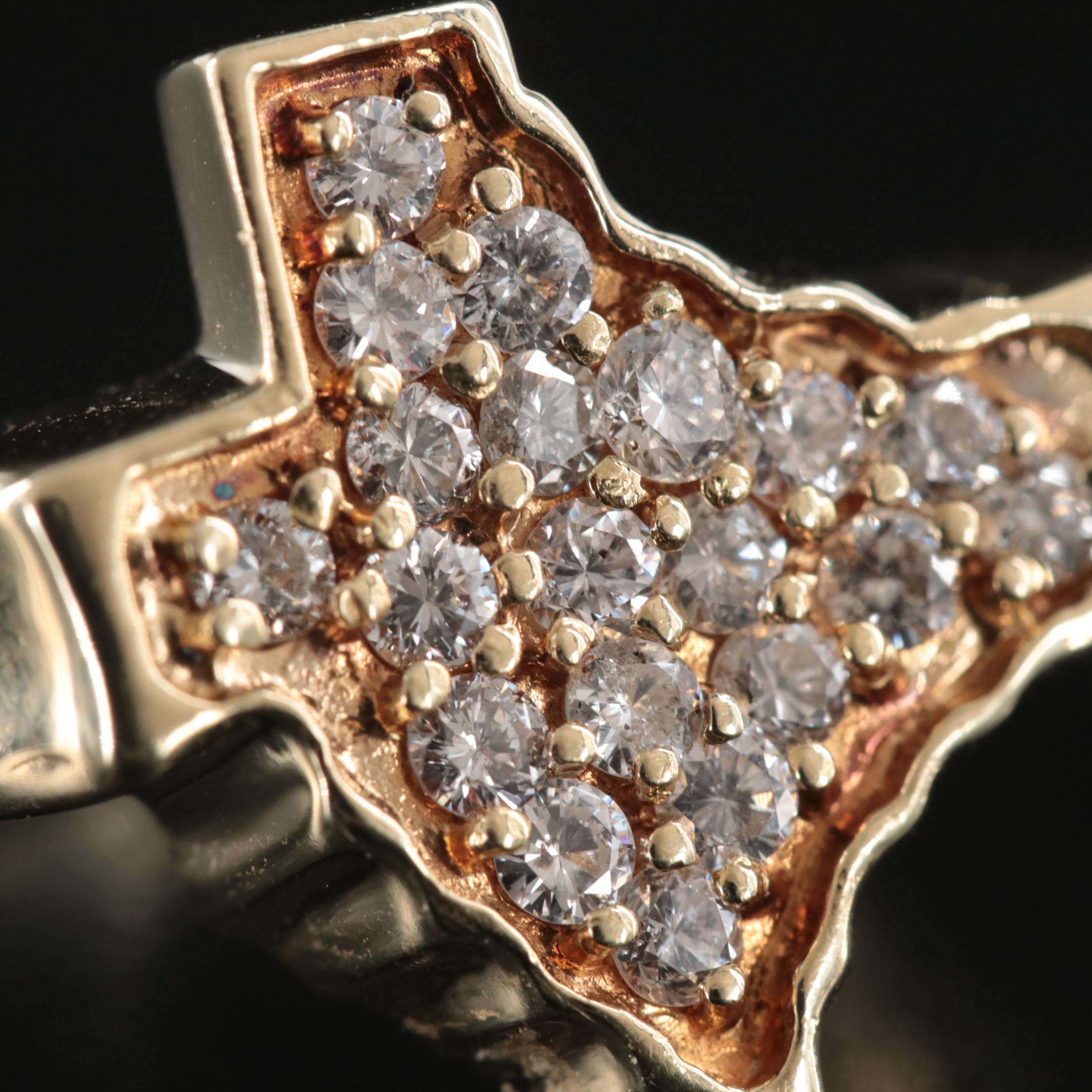 14K 0.65 CTW Diamond State of Texas Ring