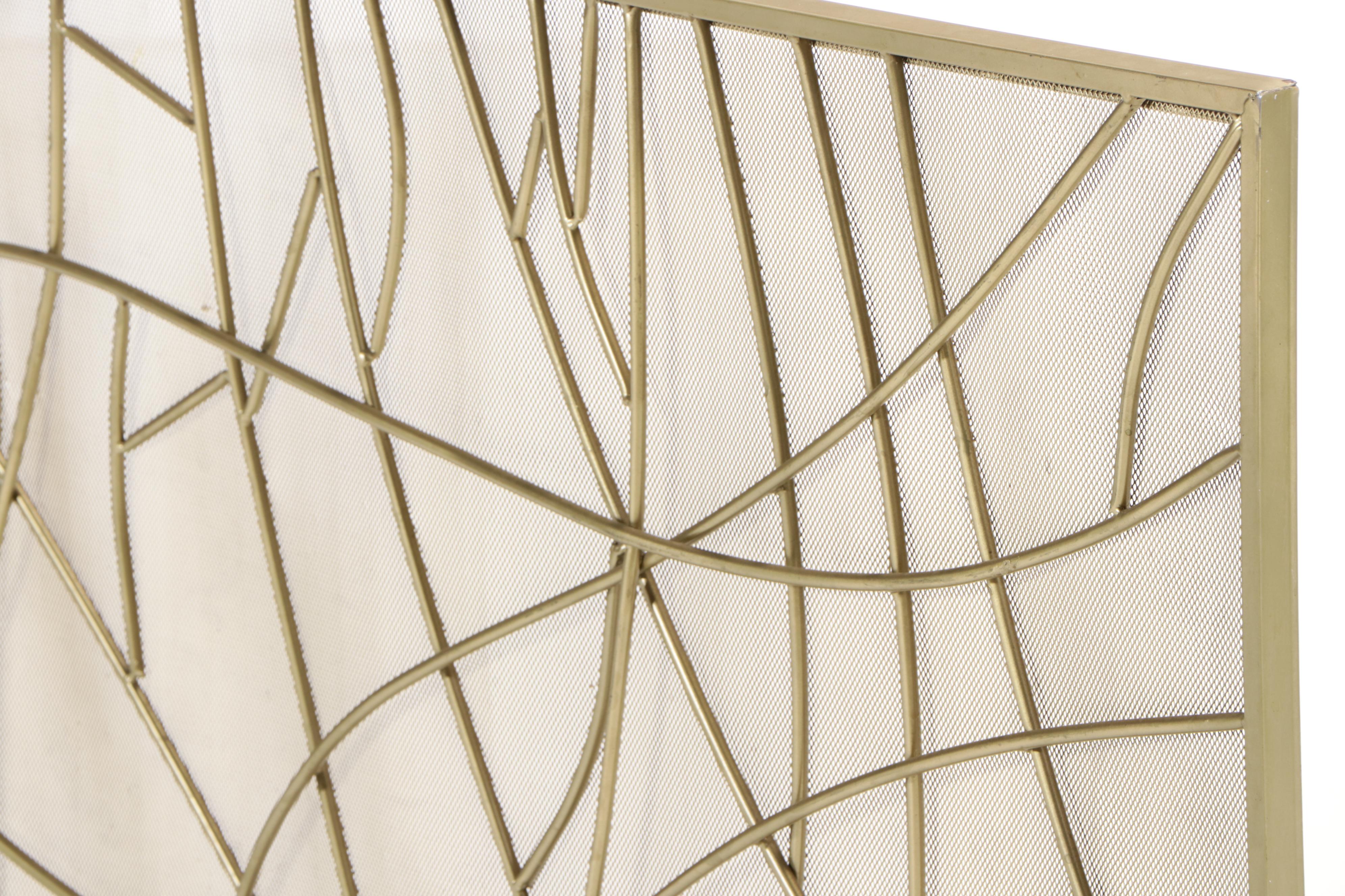 Modernist Style Gilt Metal and Wire Mesh Fireplace Screen
