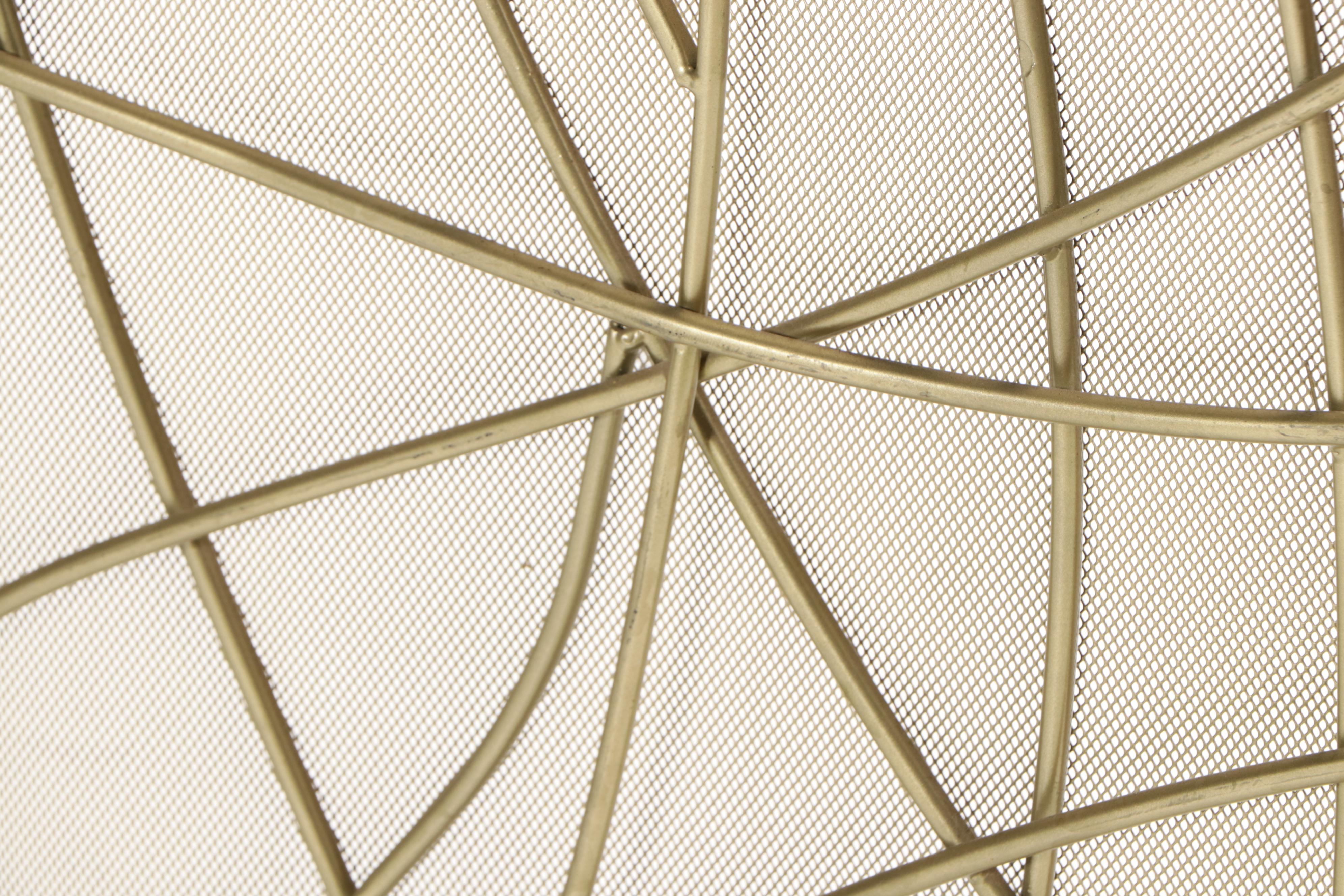 Modernist Style Gilt Metal and Wire Mesh Fireplace Screen