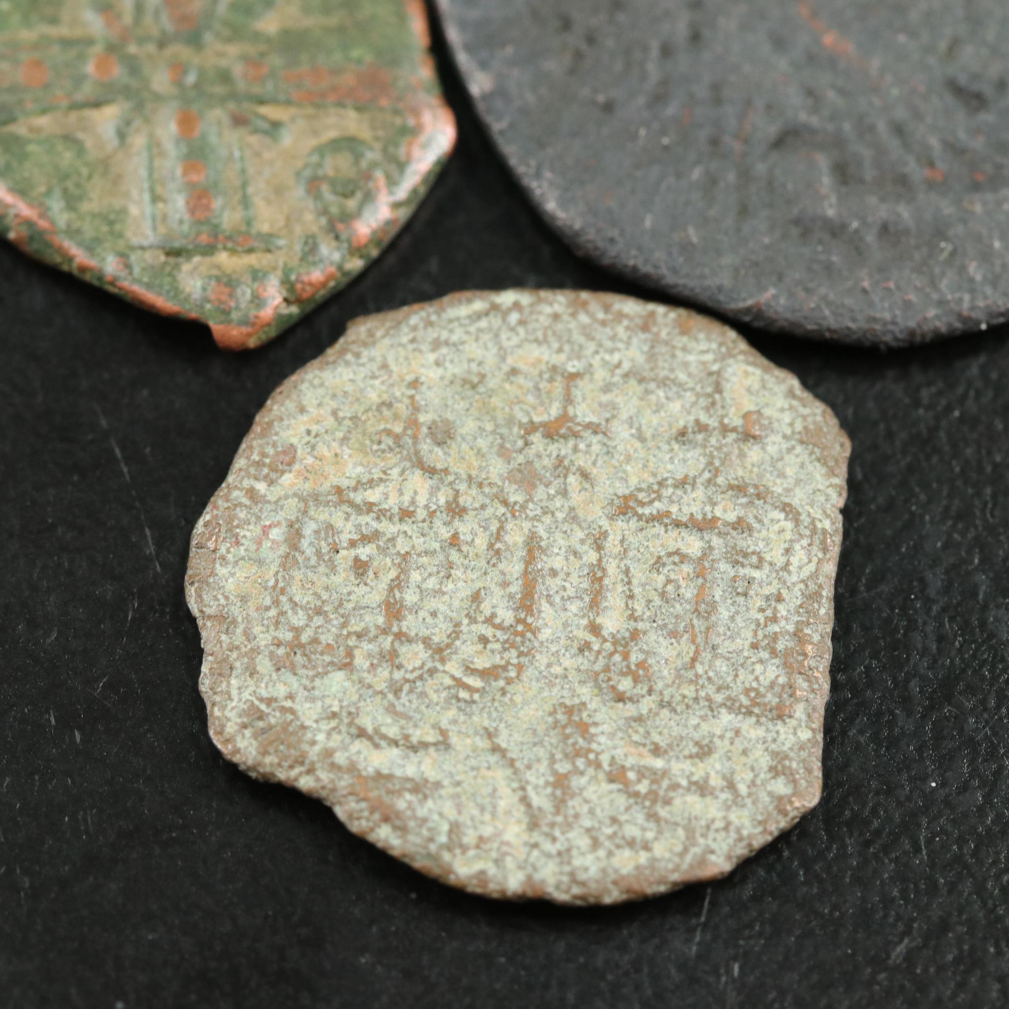 Three Ancient Byzantine Bronze Coins