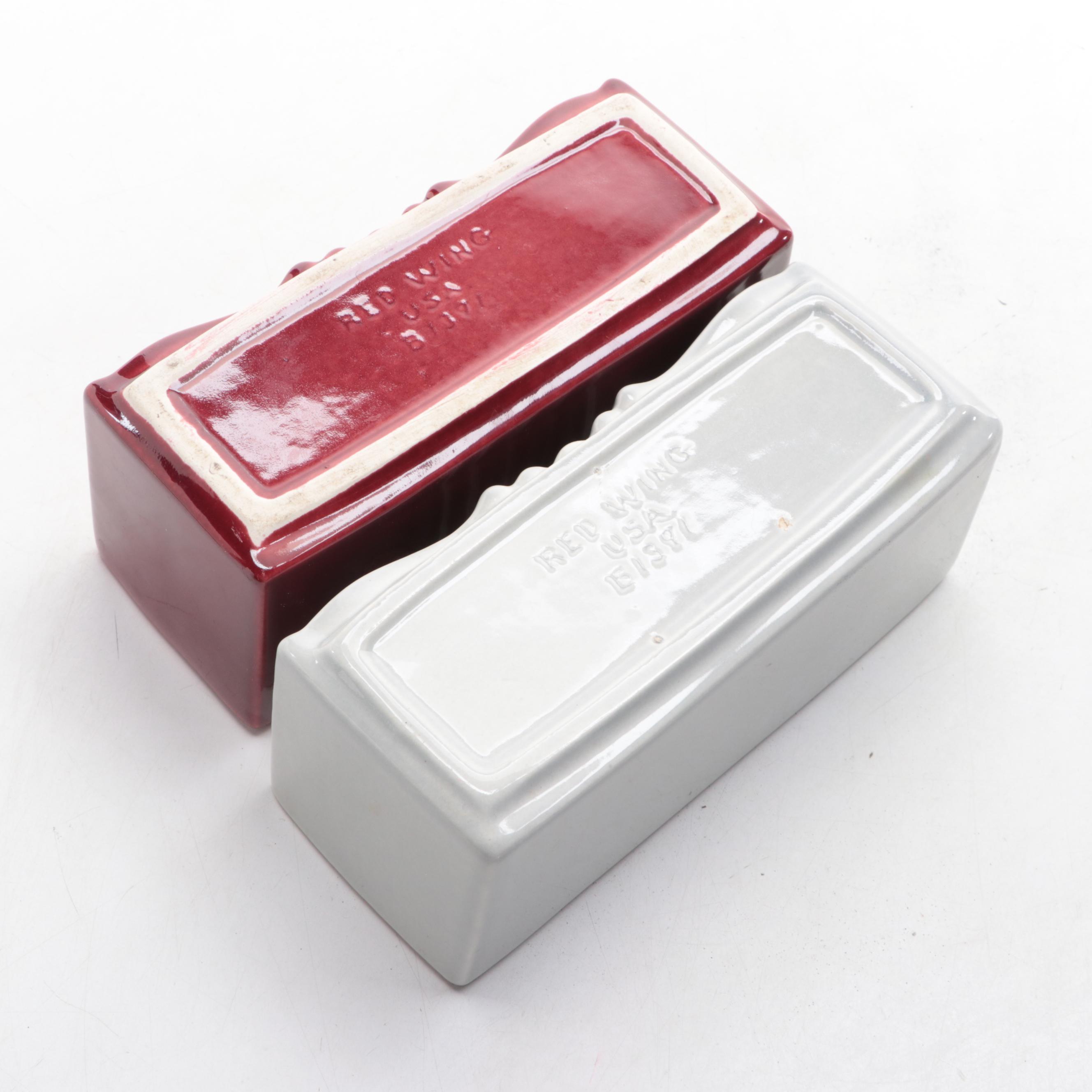 Red Wing Ceramic Planters and Bowl, Mid-20th Century