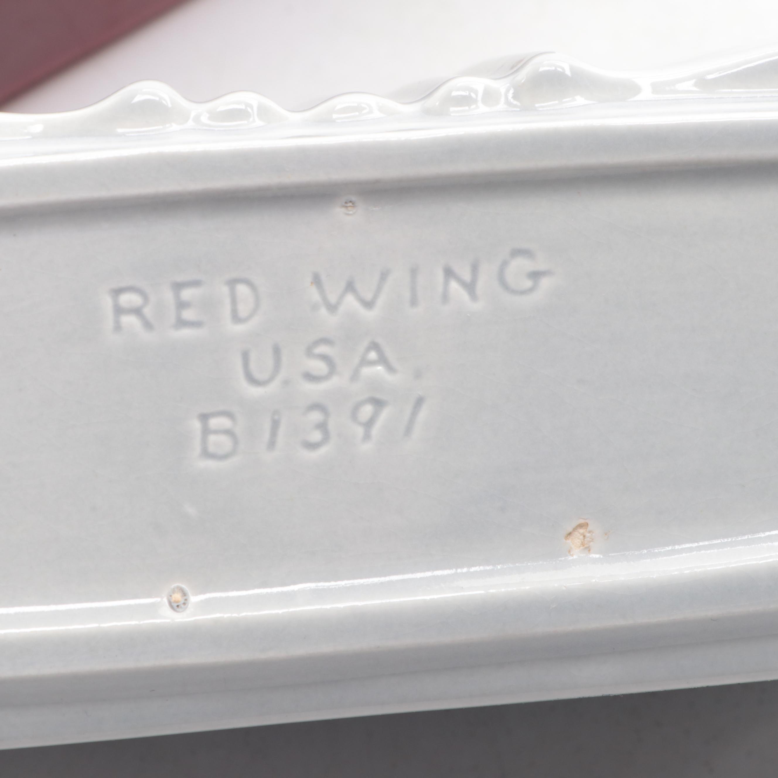 Red Wing Ceramic Planters and Bowl, Mid-20th Century