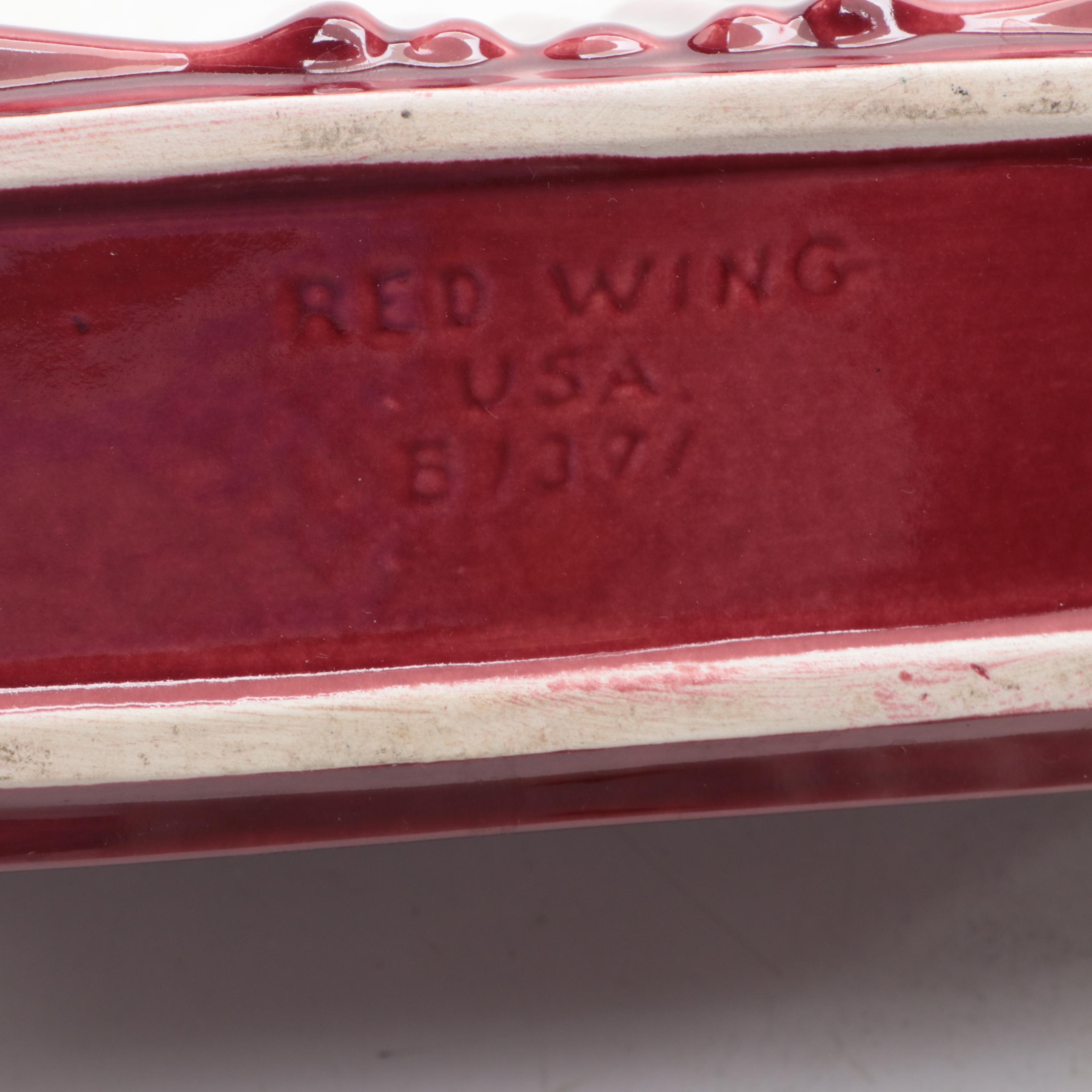 Red Wing Ceramic Planters and Bowl, Mid-20th Century