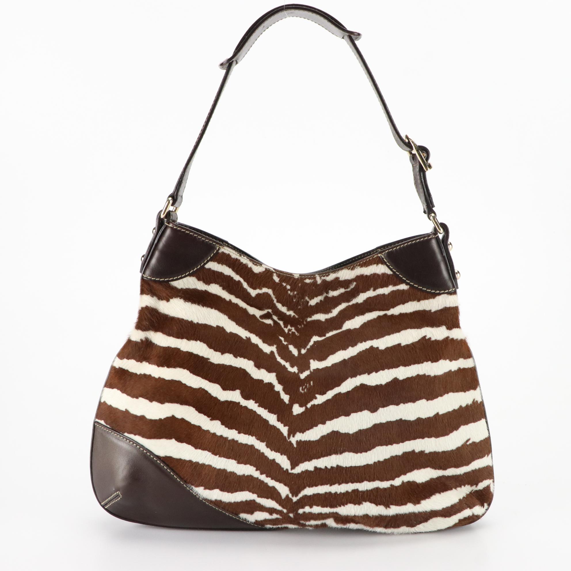 Gucci Zebra Print Pony Hair Horsebit Hobo Shoulder Bag