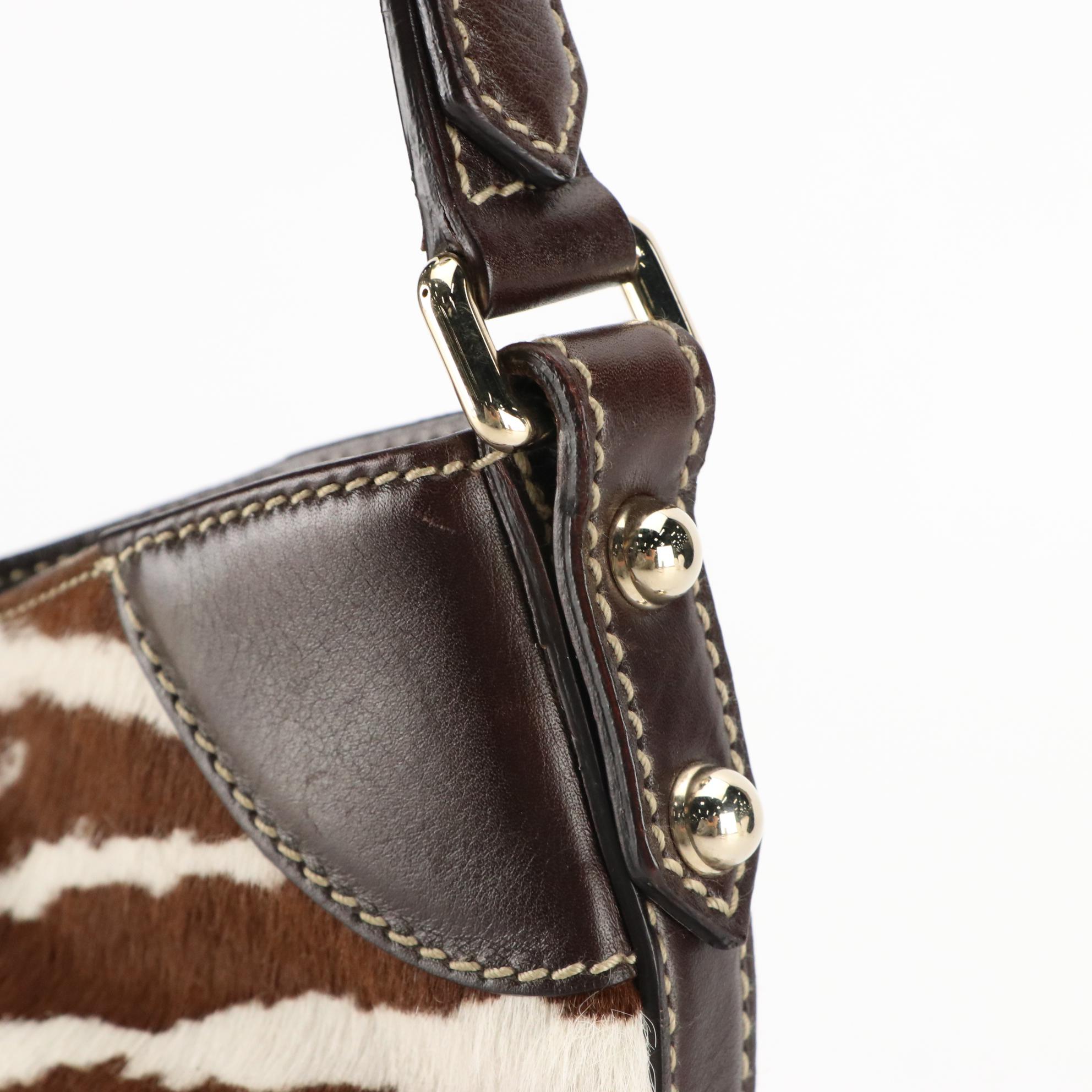 Gucci Zebra Print Pony Hair Horsebit Hobo Shoulder Bag