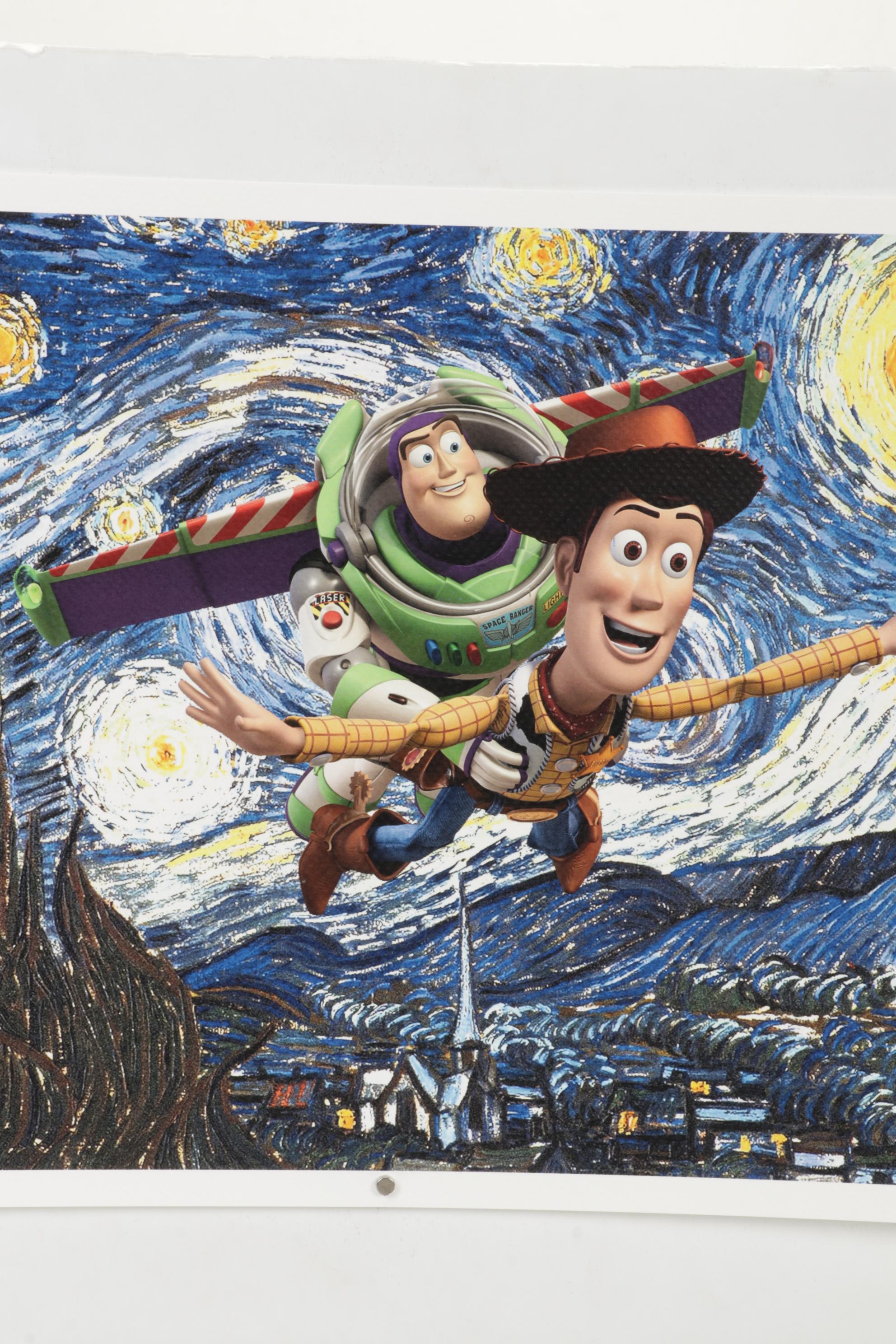 Death NYC Pop Art Graphic Print of Woody and Buzz Flying Above Starry Night