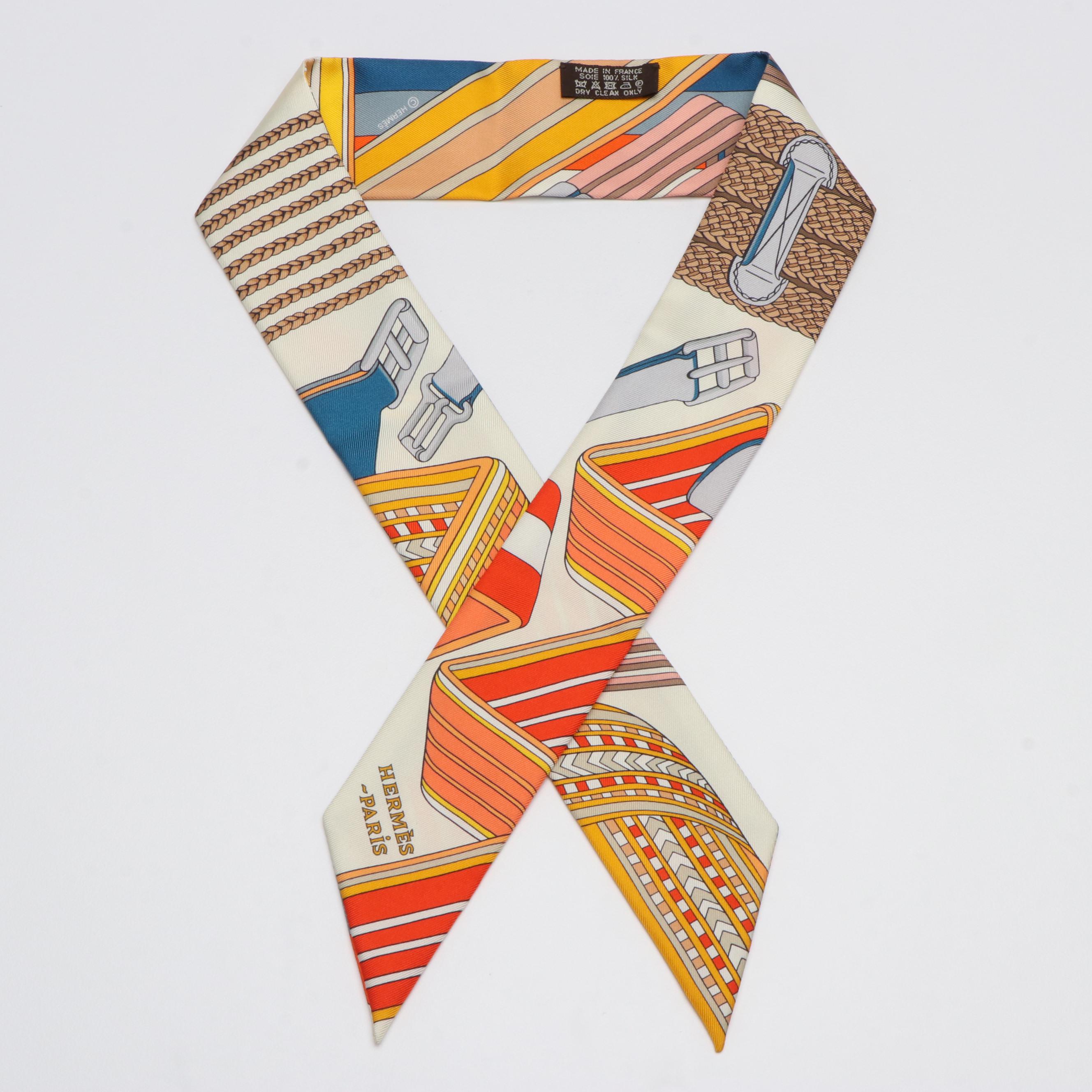 Hermès Silk Twilly with Equestrian Motif