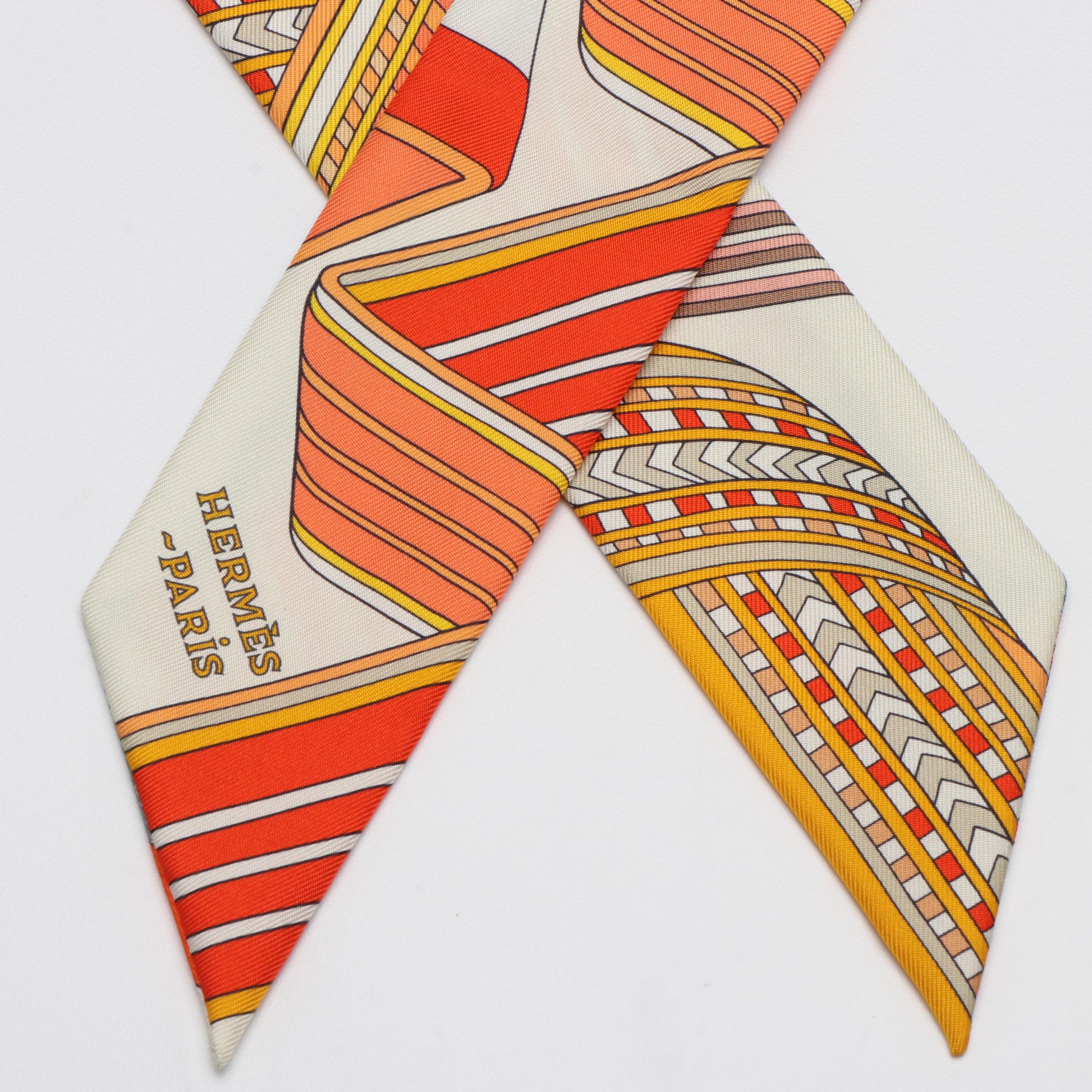 Hermès Silk Twilly with Equestrian Motif