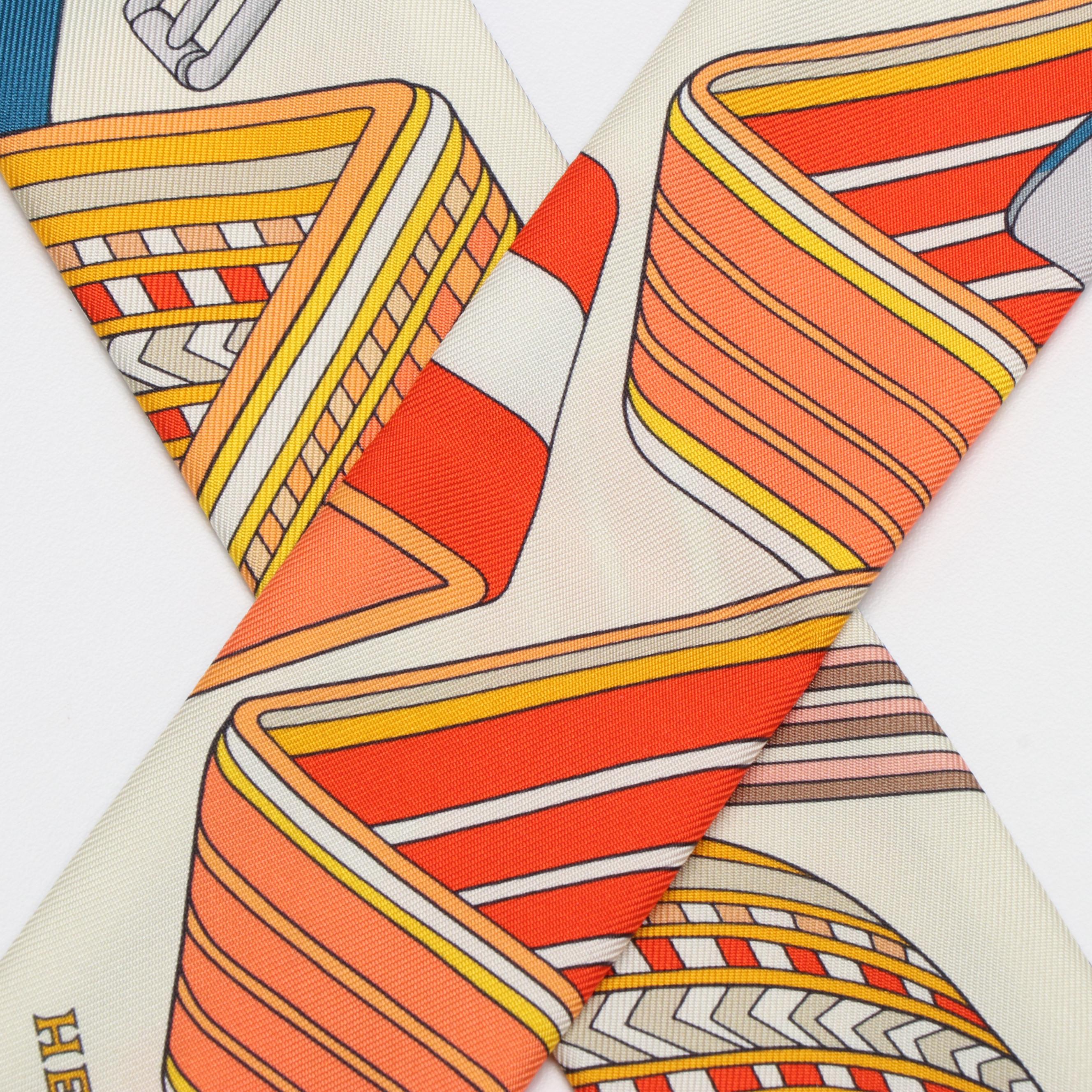 Hermès Silk Twilly with Equestrian Motif