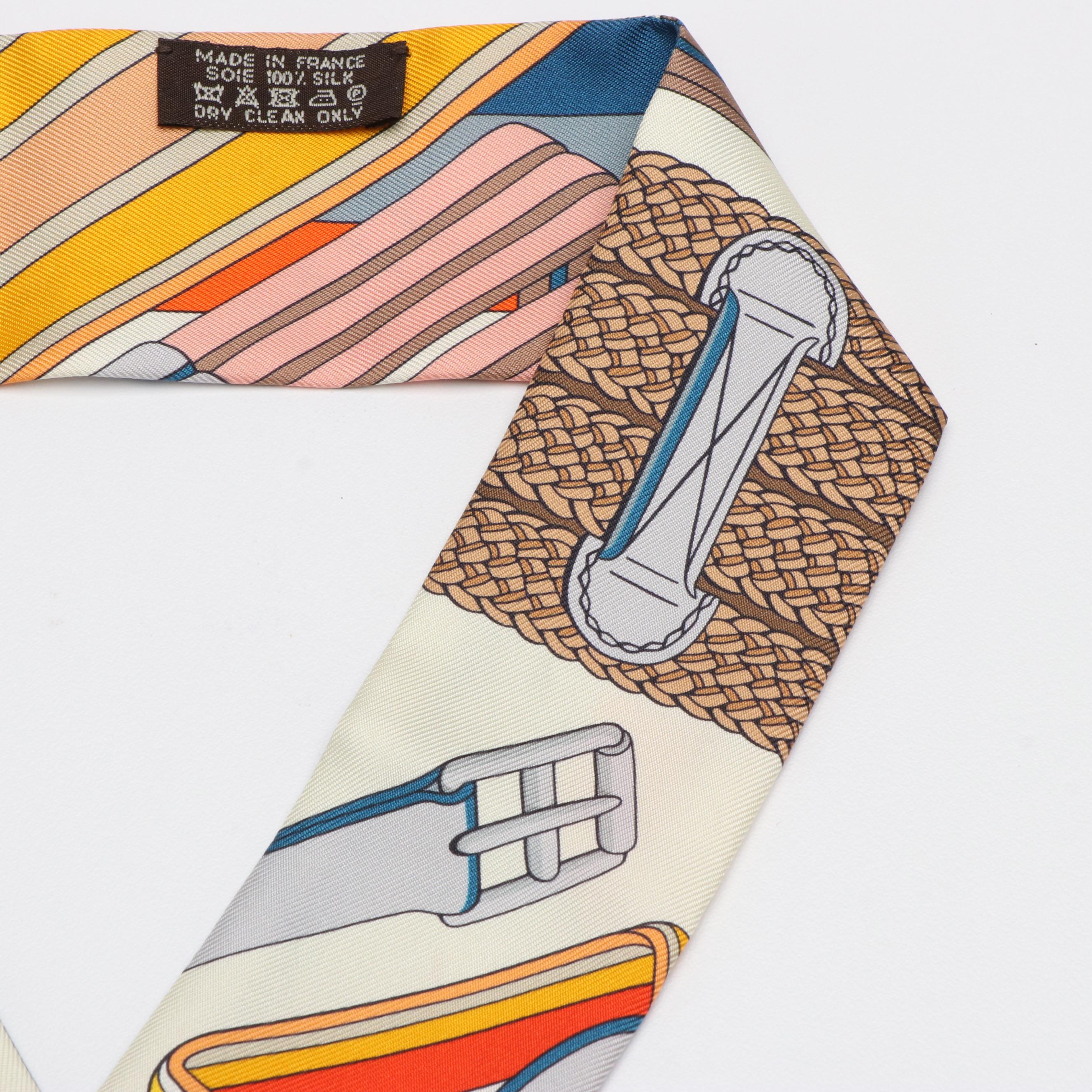 Hermès Silk Twilly with Equestrian Motif