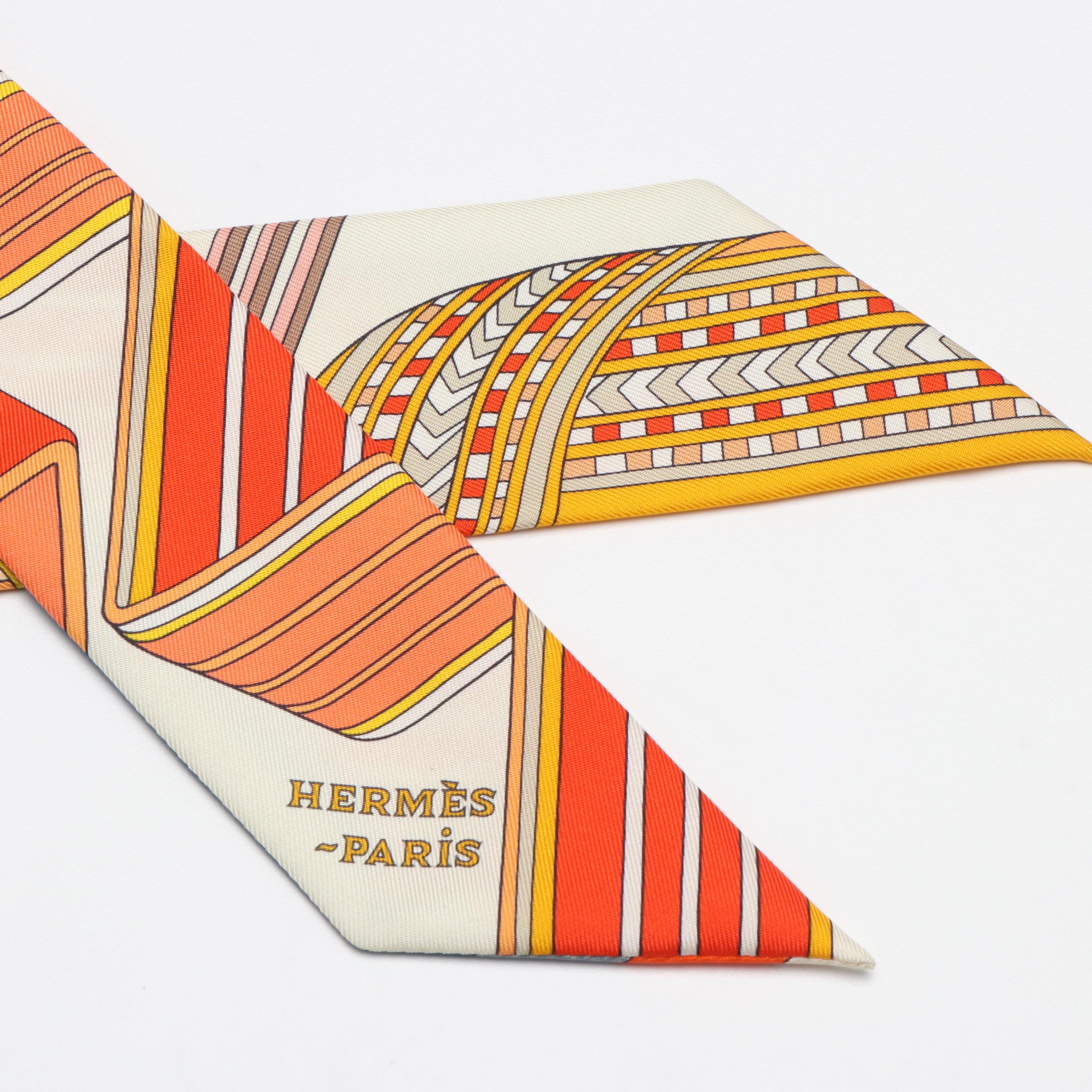 Hermès Silk Twilly with Equestrian Motif