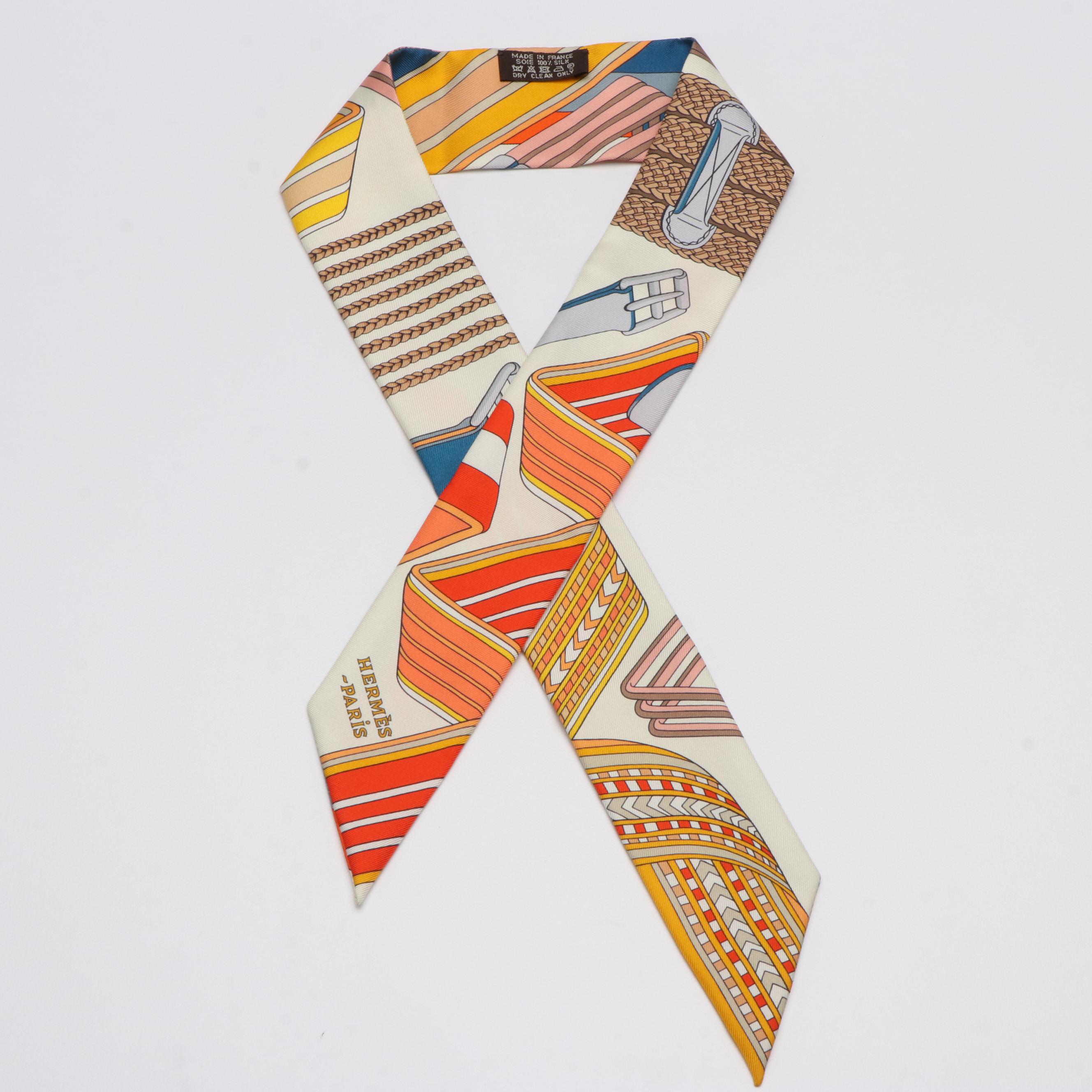 Hermès Silk Twilly with Equestrian Motif