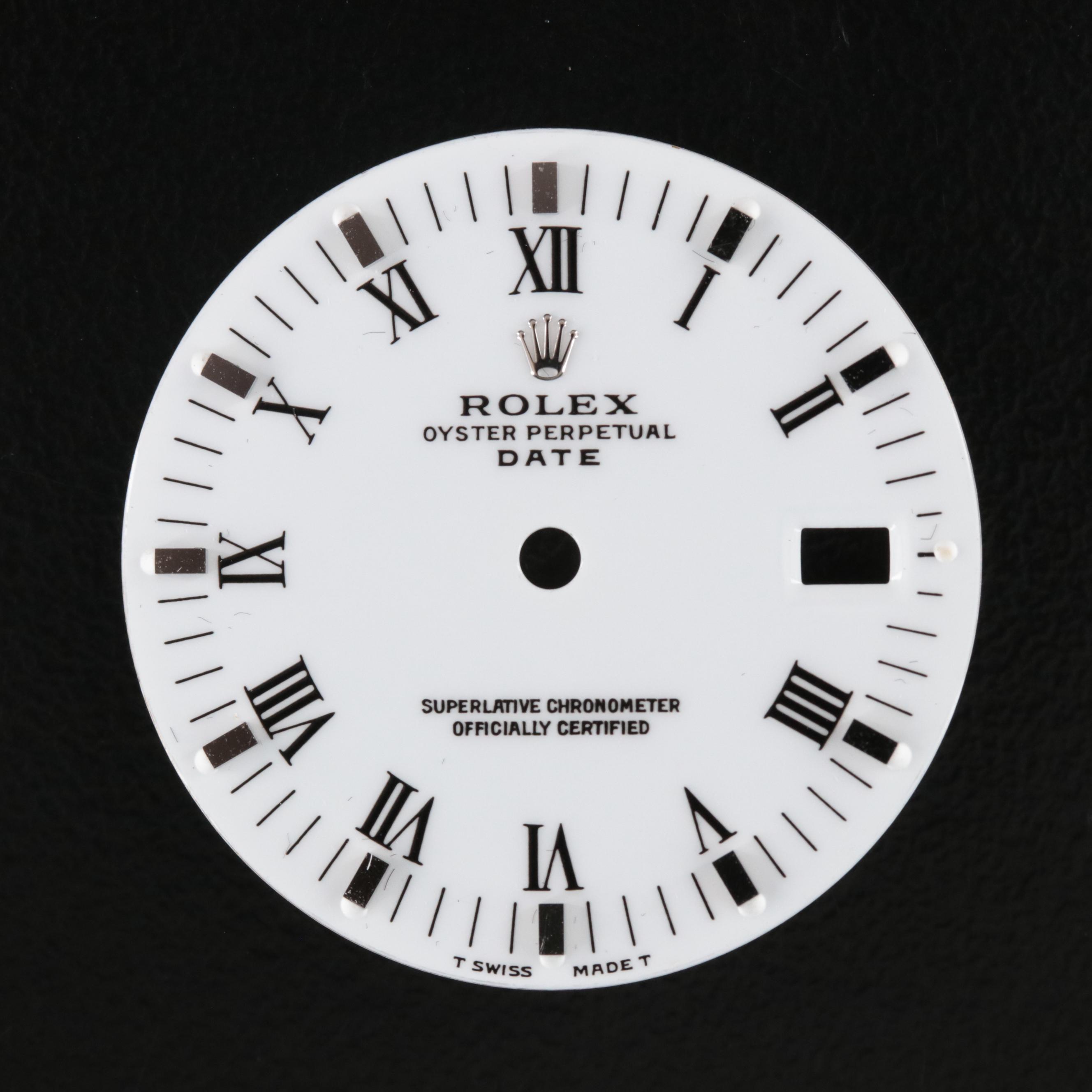 Two Rolex Oyster Perpetual Date Watch Dials