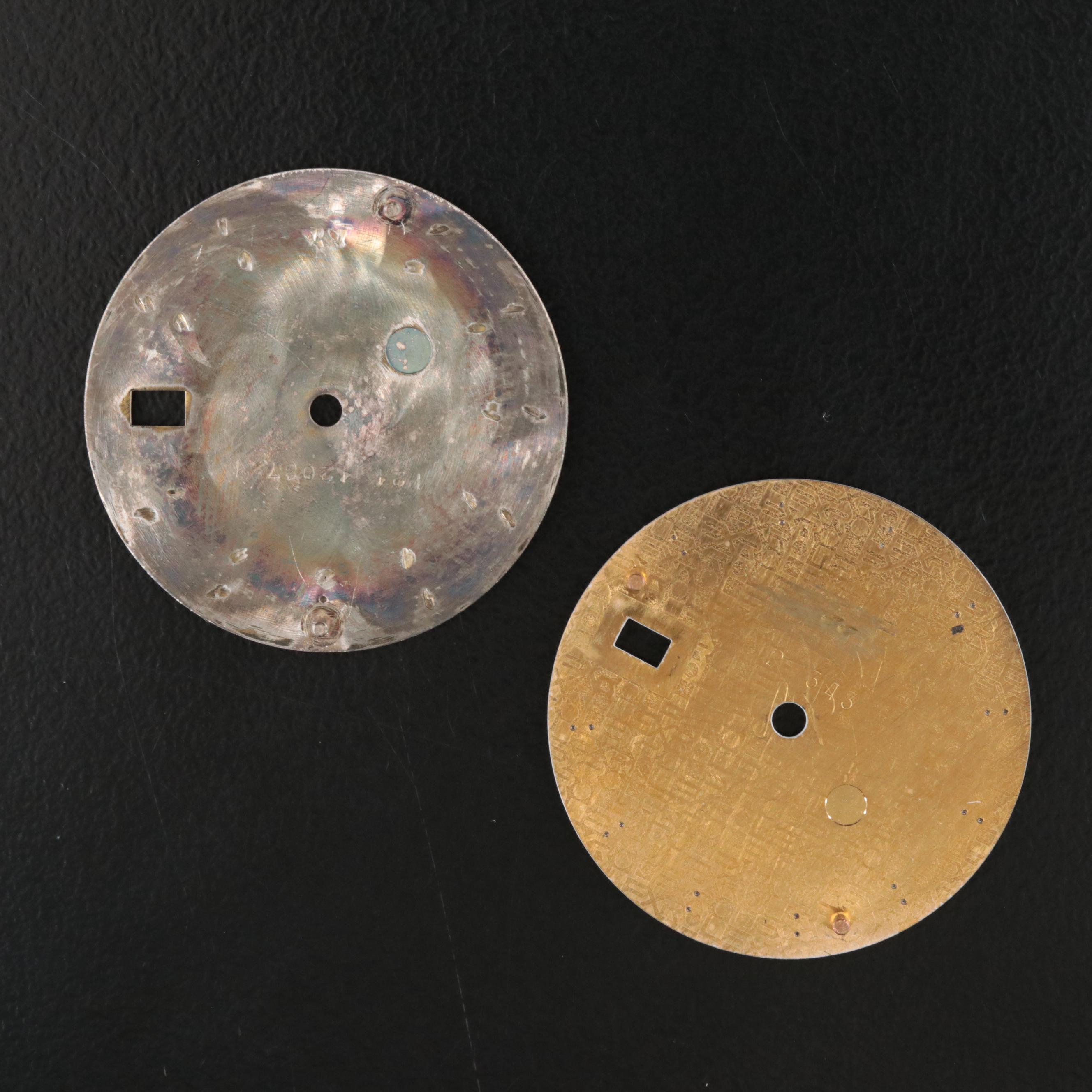 Two Rolex Oyster Perpetual Date Watch Dials