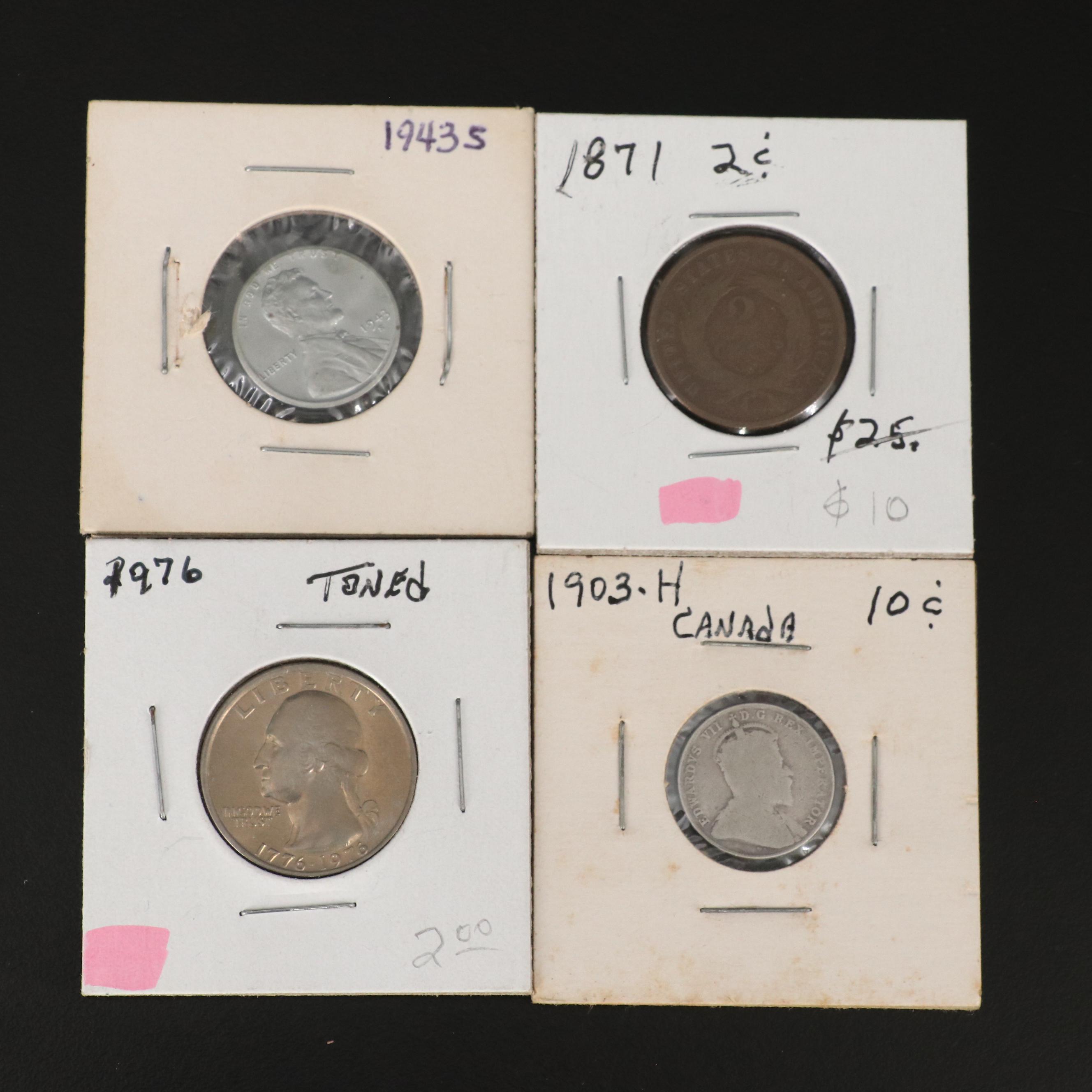 Assortment of U.S. Coins, Foreign Coins and Gaming Tokens, Including Silver