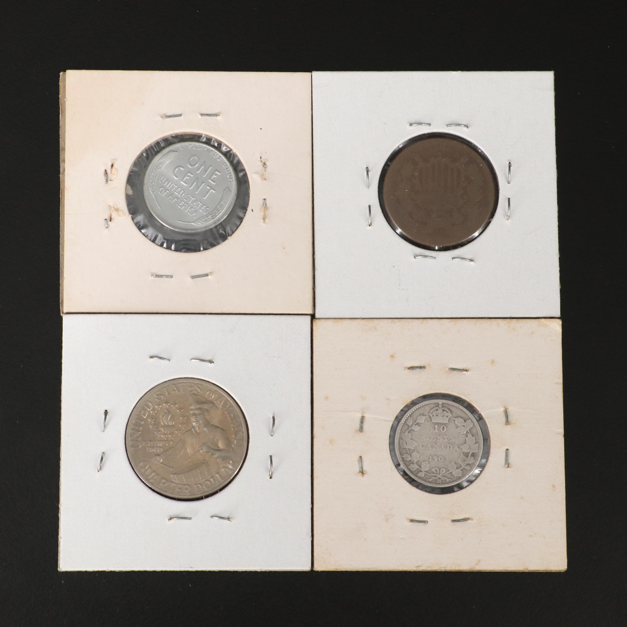 Assortment of U.S. Coins, Foreign Coins and Gaming Tokens, Including Silver