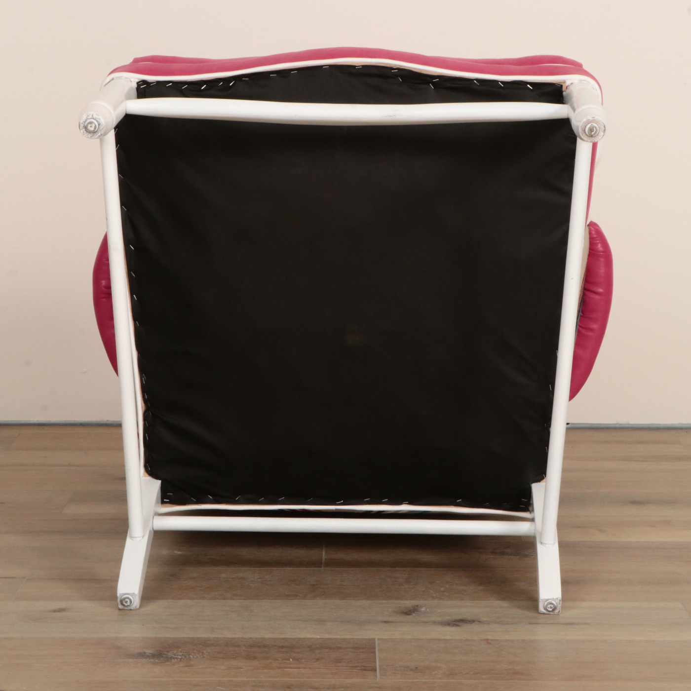 Contemporary Custom Dual-Upholstered & Painted Pink Leather Wingback Armchair