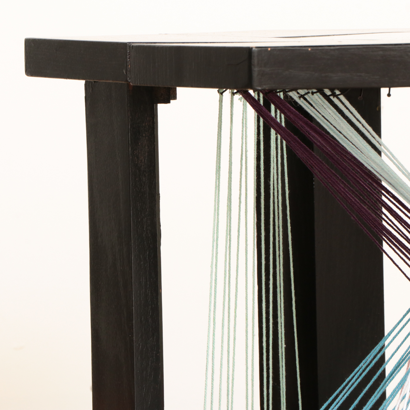 Contemporary String Art, Glass and Ebonized Wood Table