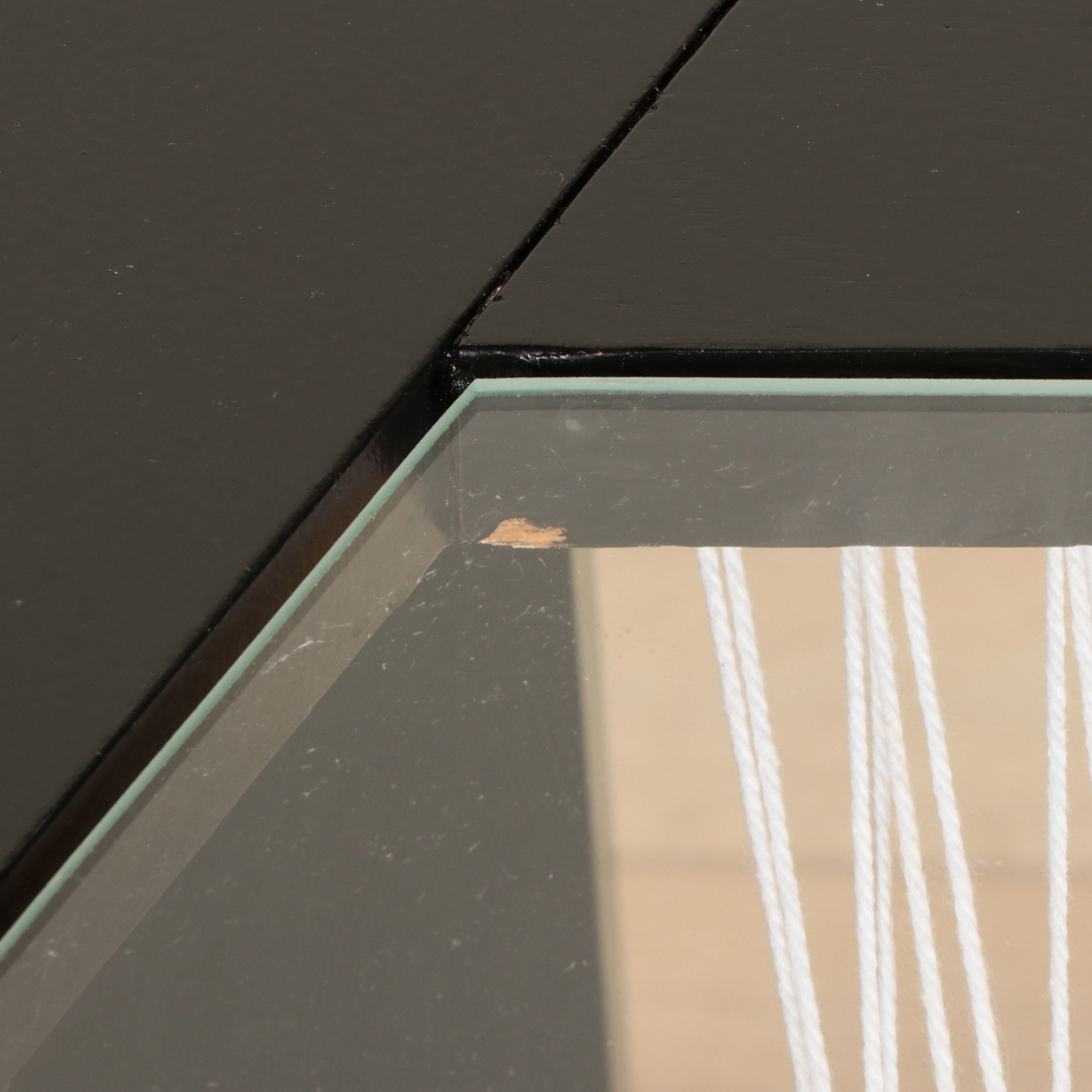 Contemporary String Art, Glass and Ebonized Wood Table