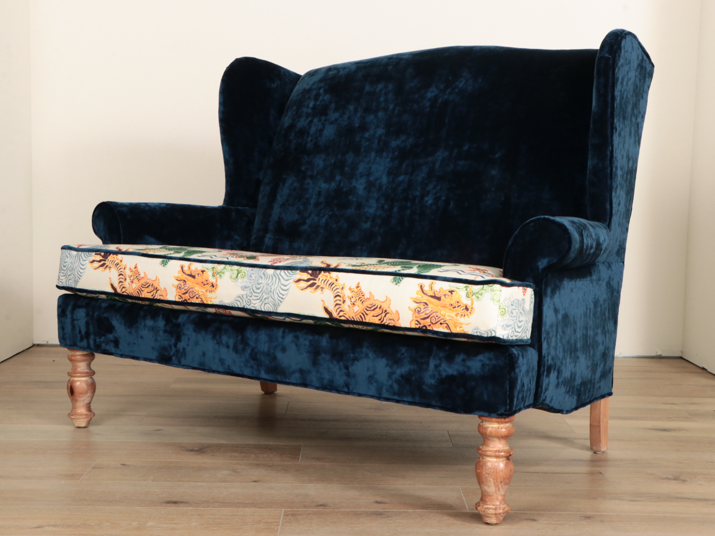 Broyhill Custom Dual-Upholstered Wingback Settee