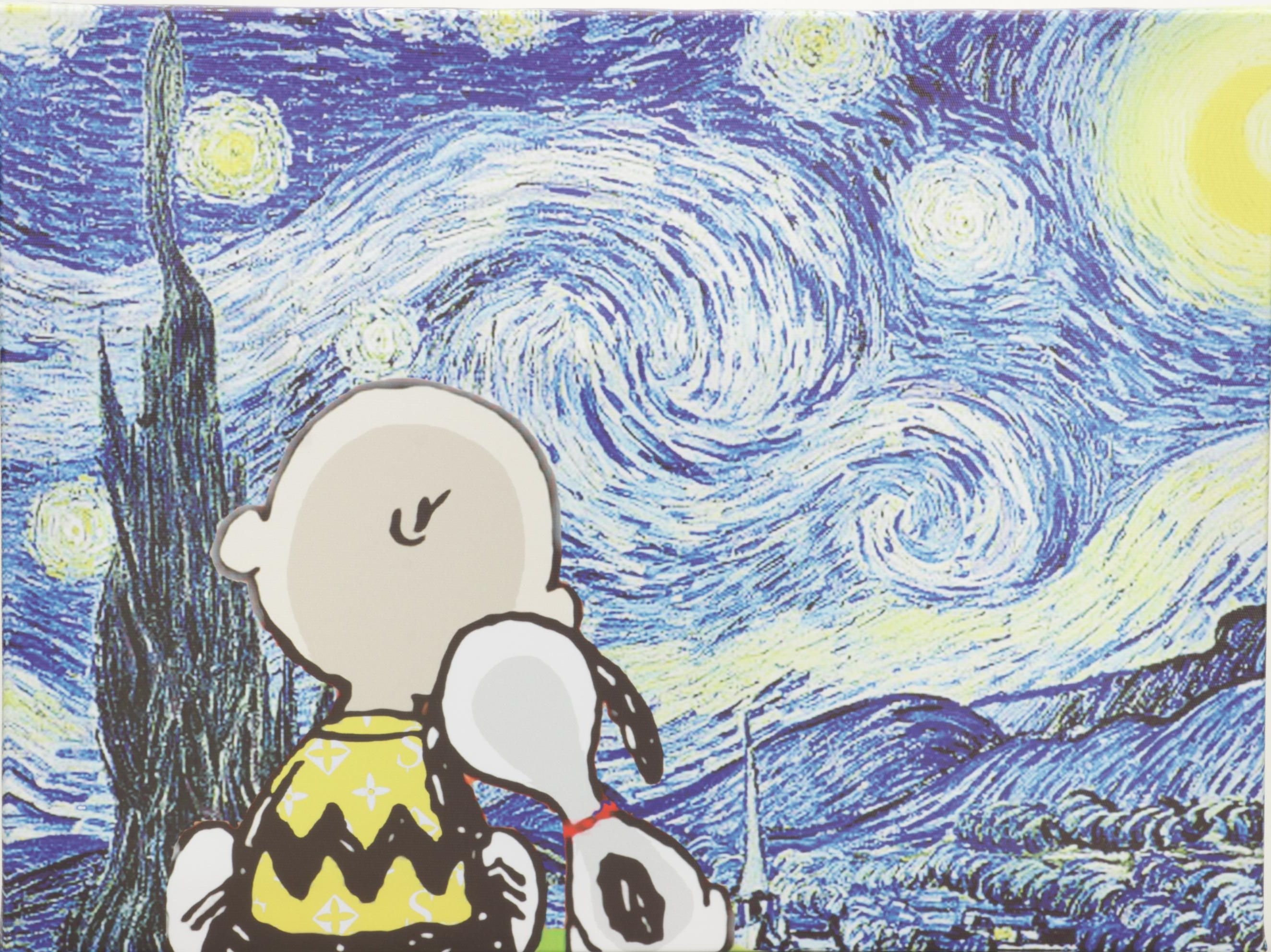 Death NYC Pop Art Giclée of Charlie Brown, Snoopy and Starry Night
