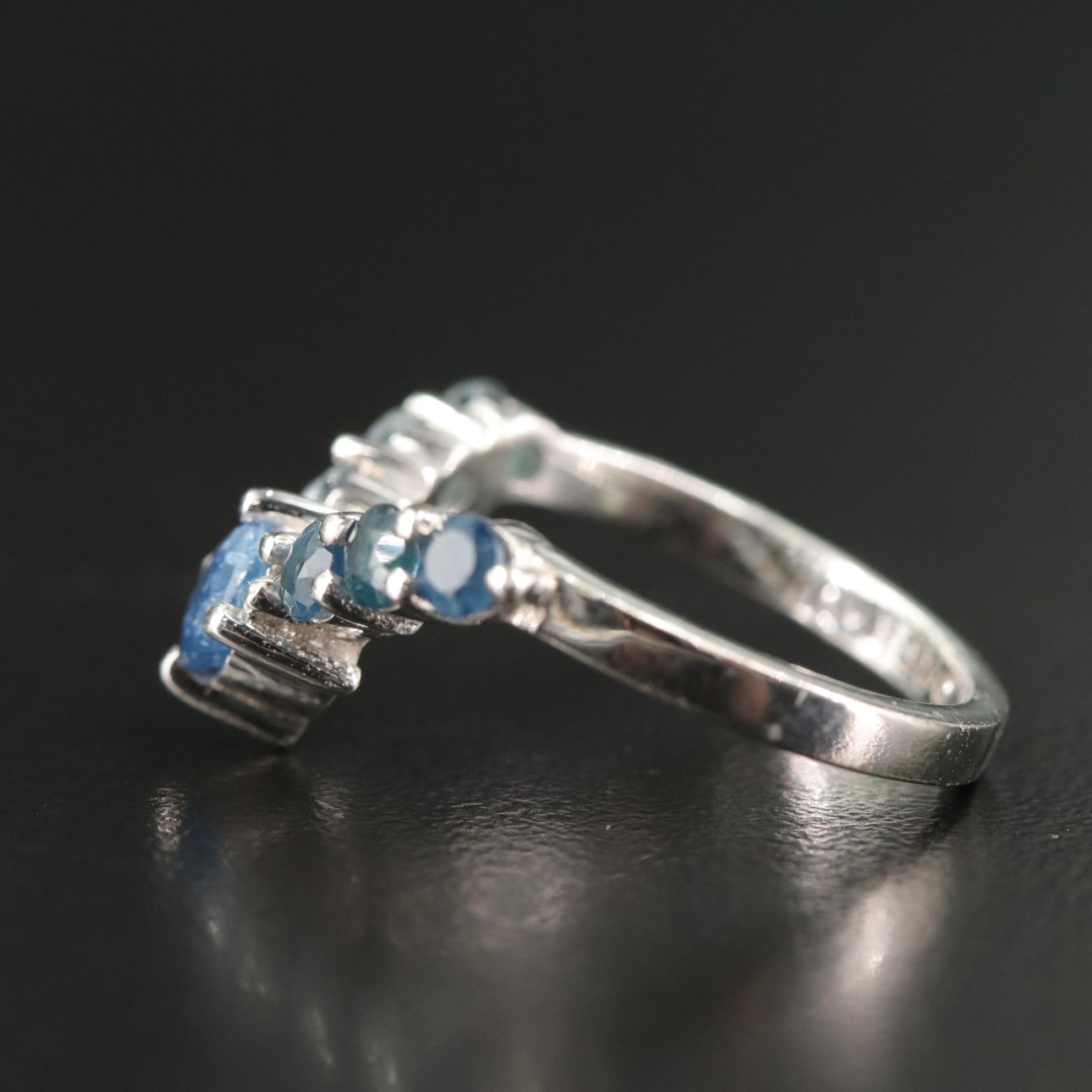 Sterling Sapphire Chevron Ring
