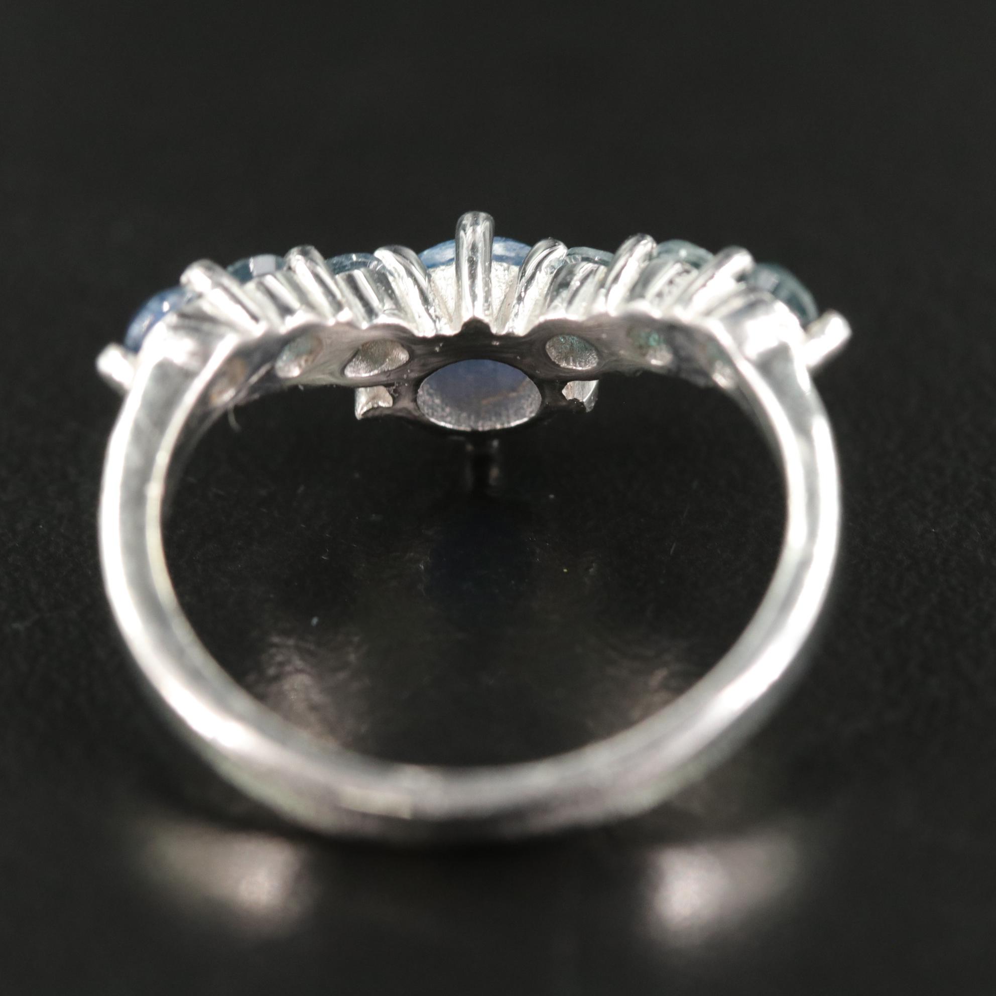 Sterling Sapphire Chevron Ring