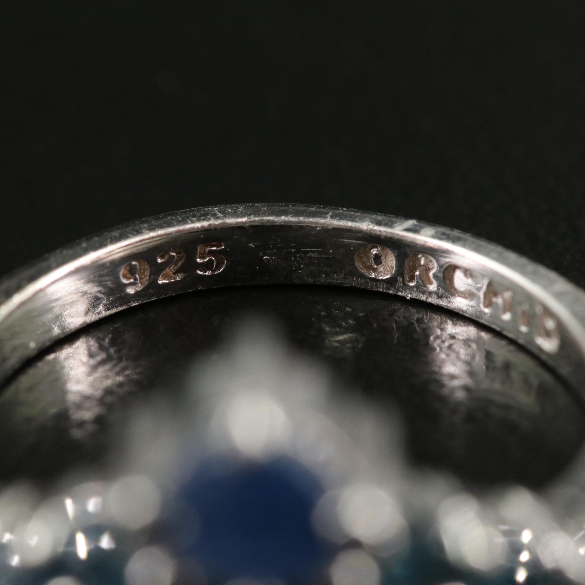 Sterling Sapphire Chevron Ring