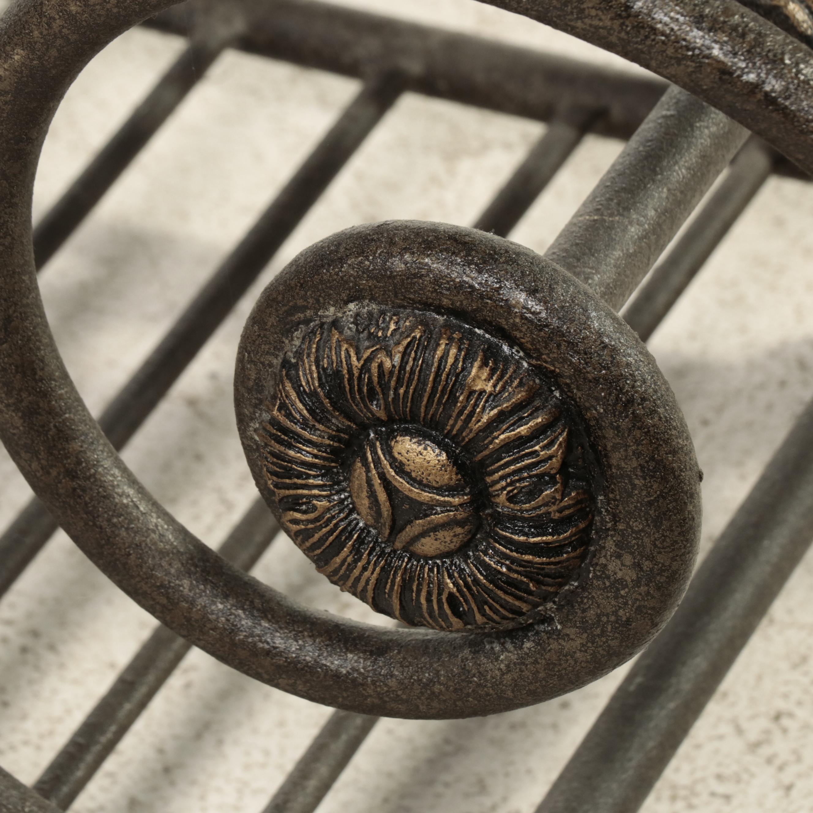 Neoclassical Style Marble Top Scrolled Metal Wine Rack Console Table